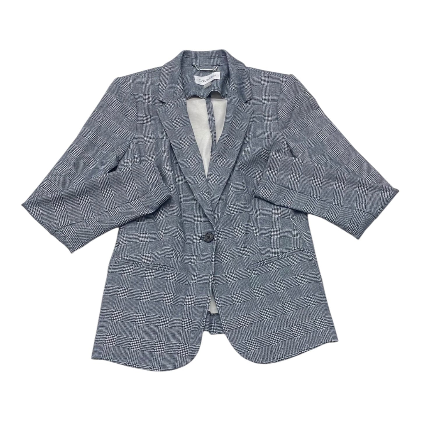 Blazer By Calvin Klein In Plaid Pattern, Size:4