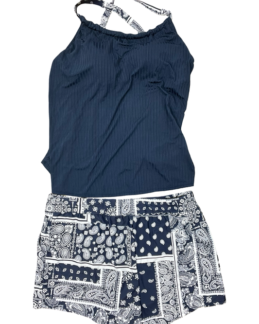 Swimsuit 2Pc By Clothes Mentor In Blue & White, Size:2X