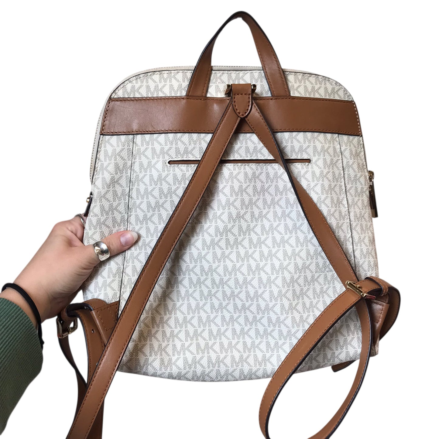 Backpack Designer By Michael Kors In Grey & White, Size:Small