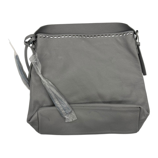 Handbag Leather By Clothes Mentor In Grey, Size:Medium