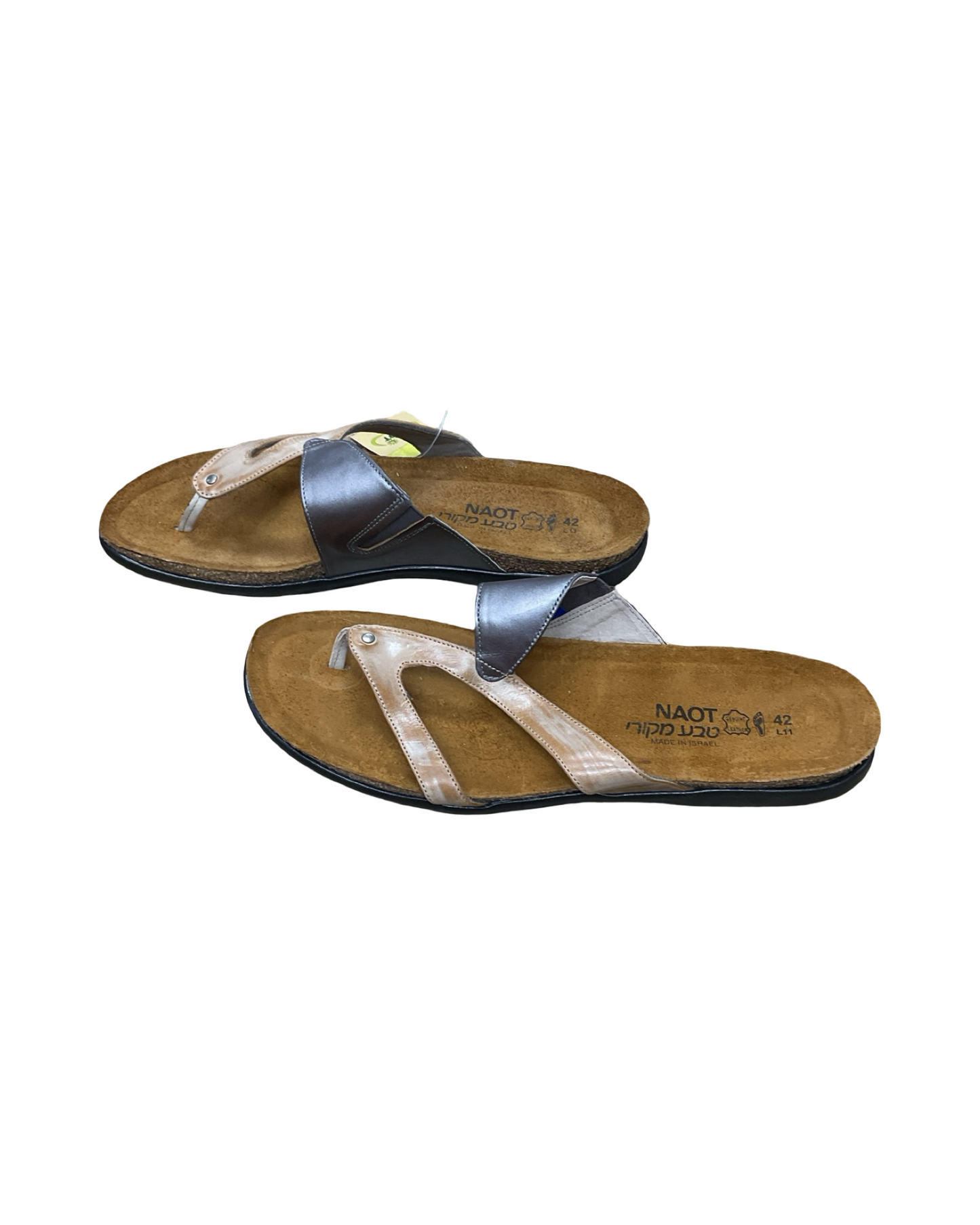 Sandals Flats By Naot In Grey & Tan, Size:11