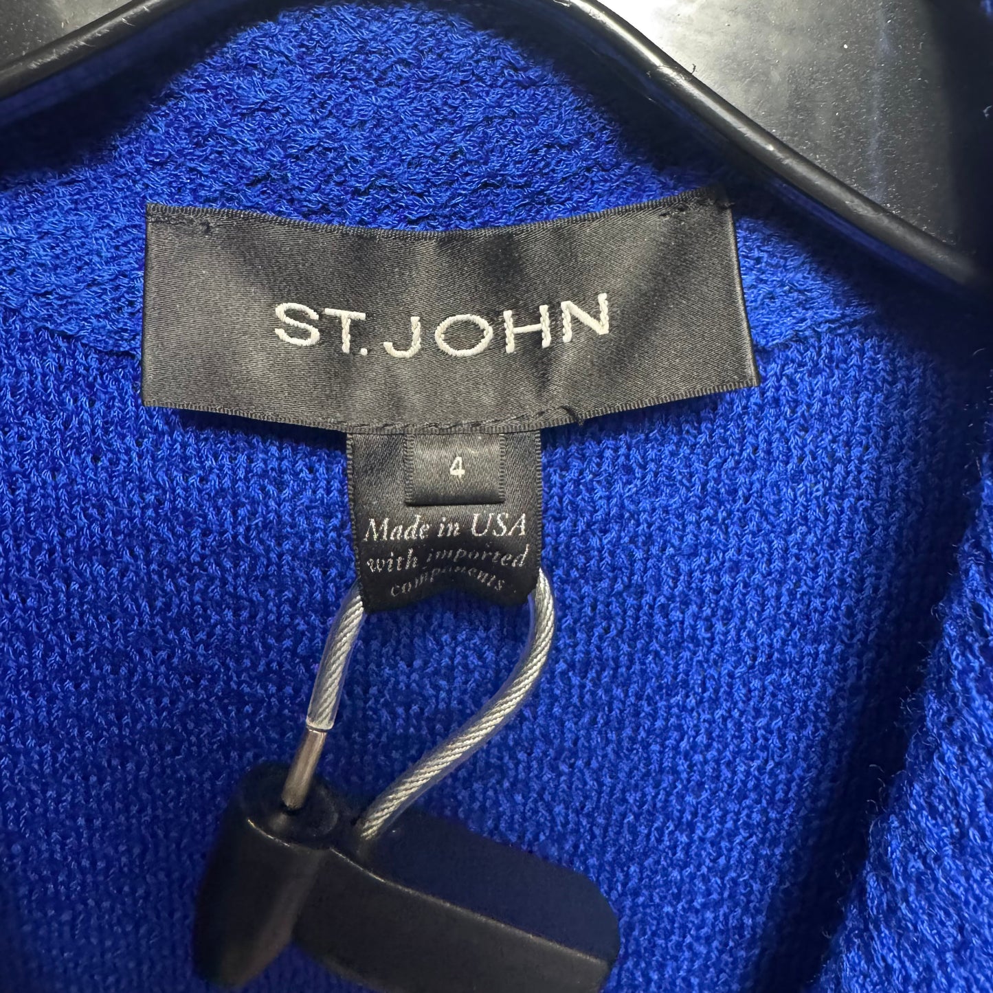 Wool Blend Textured Knit Blazer By St. John In Blue, Size: 4
