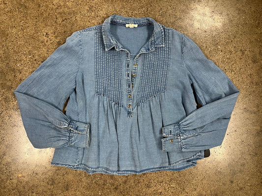 Top Ls By Pilcro In Blue Denim, Size:Xxs