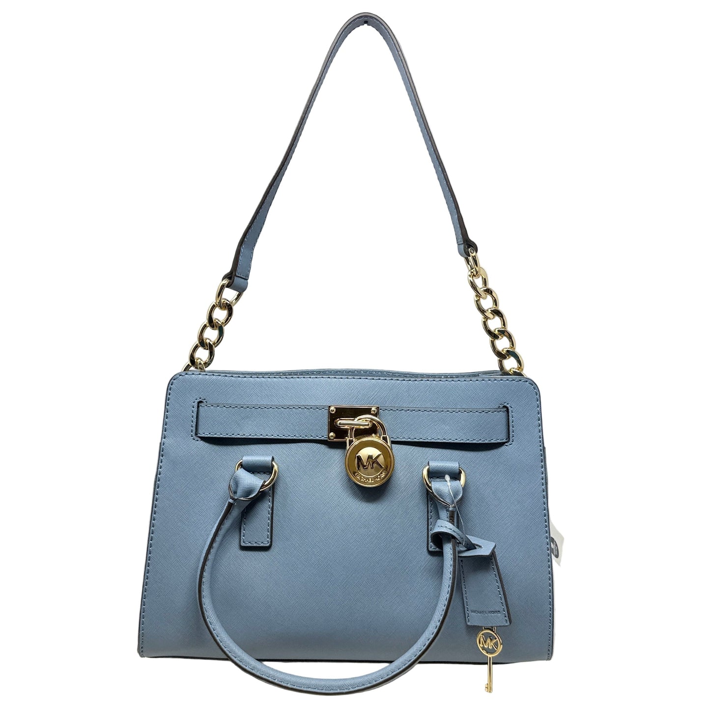 Hamilton EW Saffiano Leather Satchel In Cornflower Designer By Michael Kors, Size: Medium