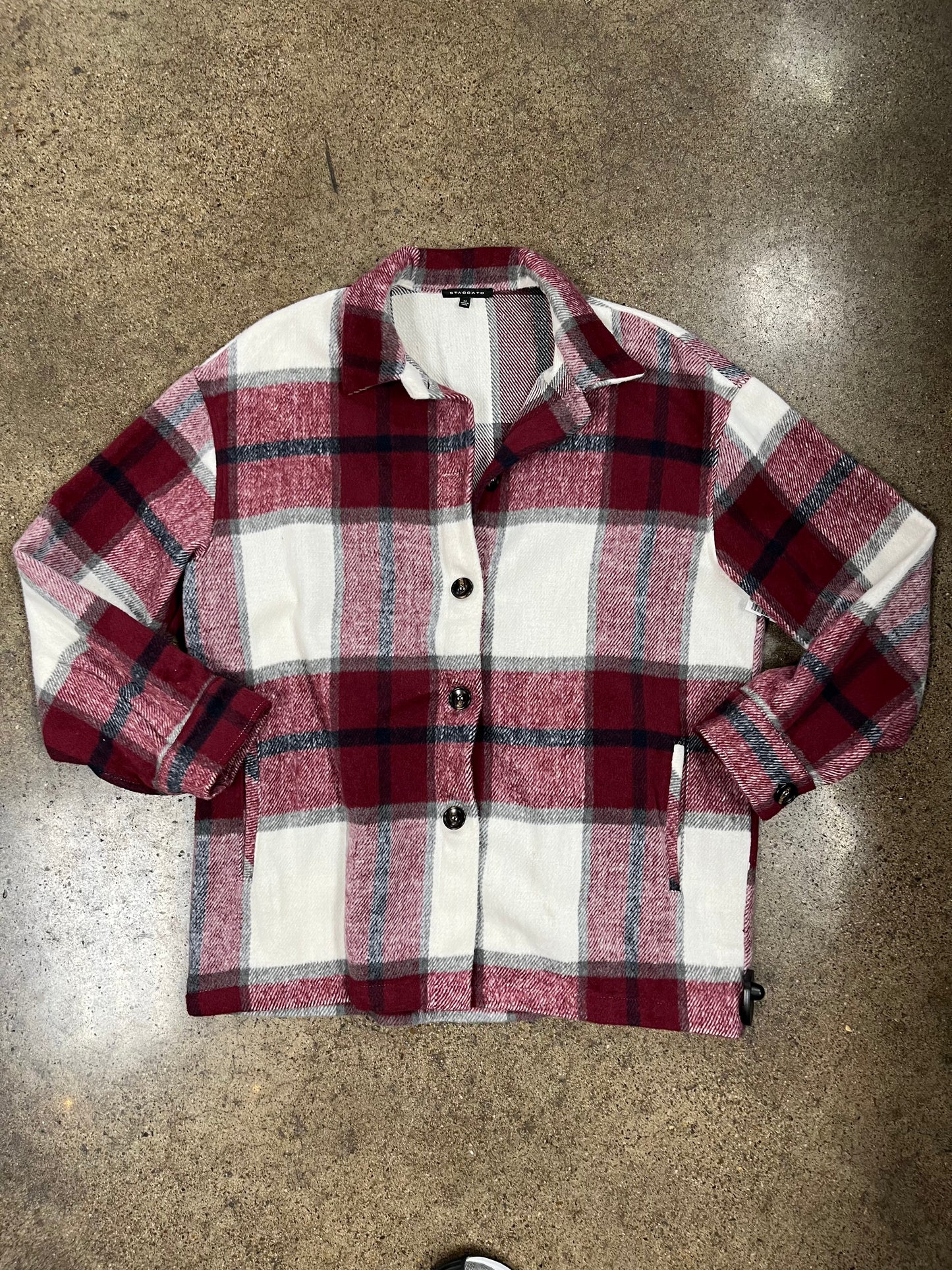 Jacket Shirt By Staccato In Plaid Pattern, Size:M