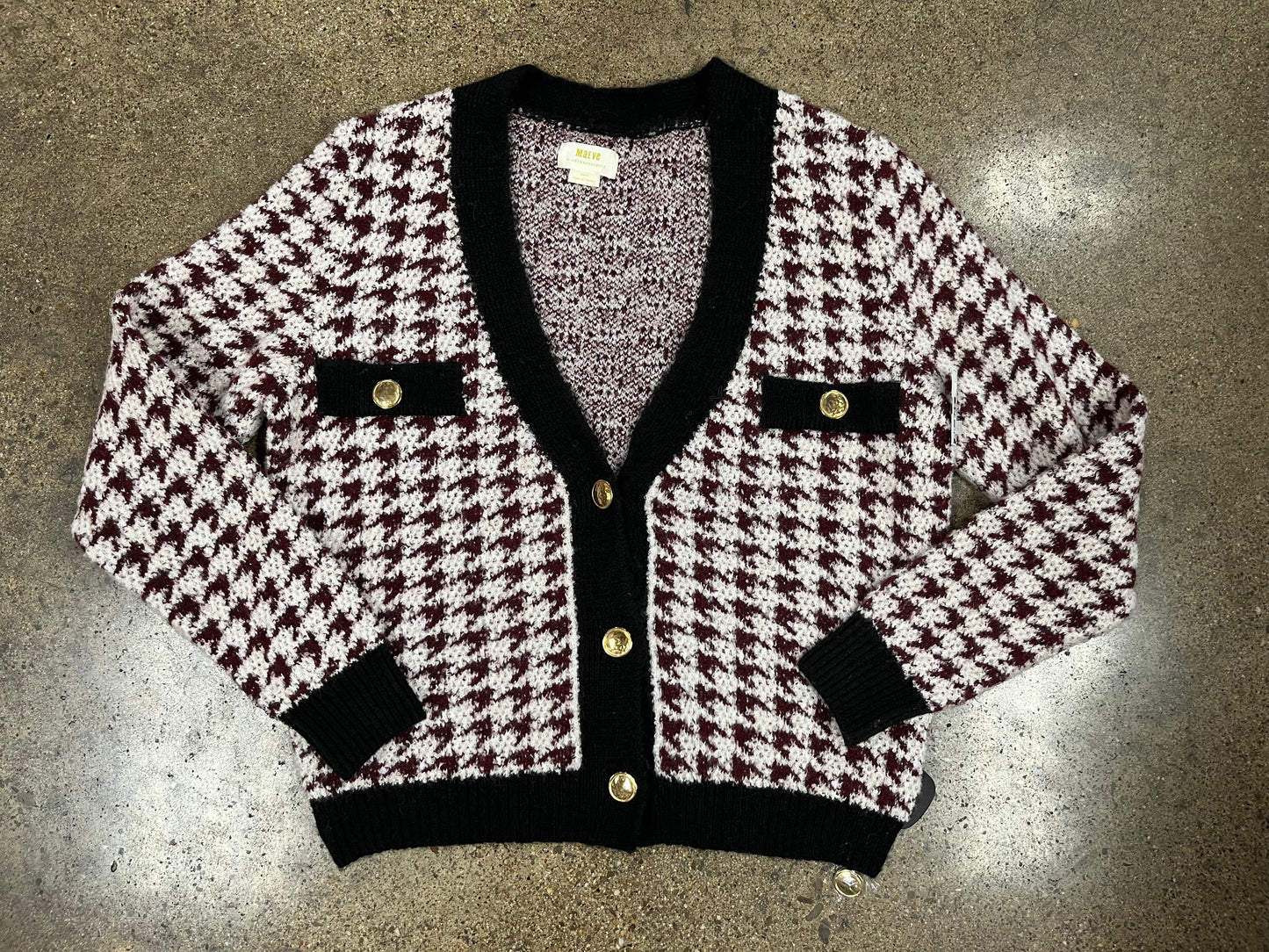 Sweater Cardigan By Maeve In Grey & Red, Size:S