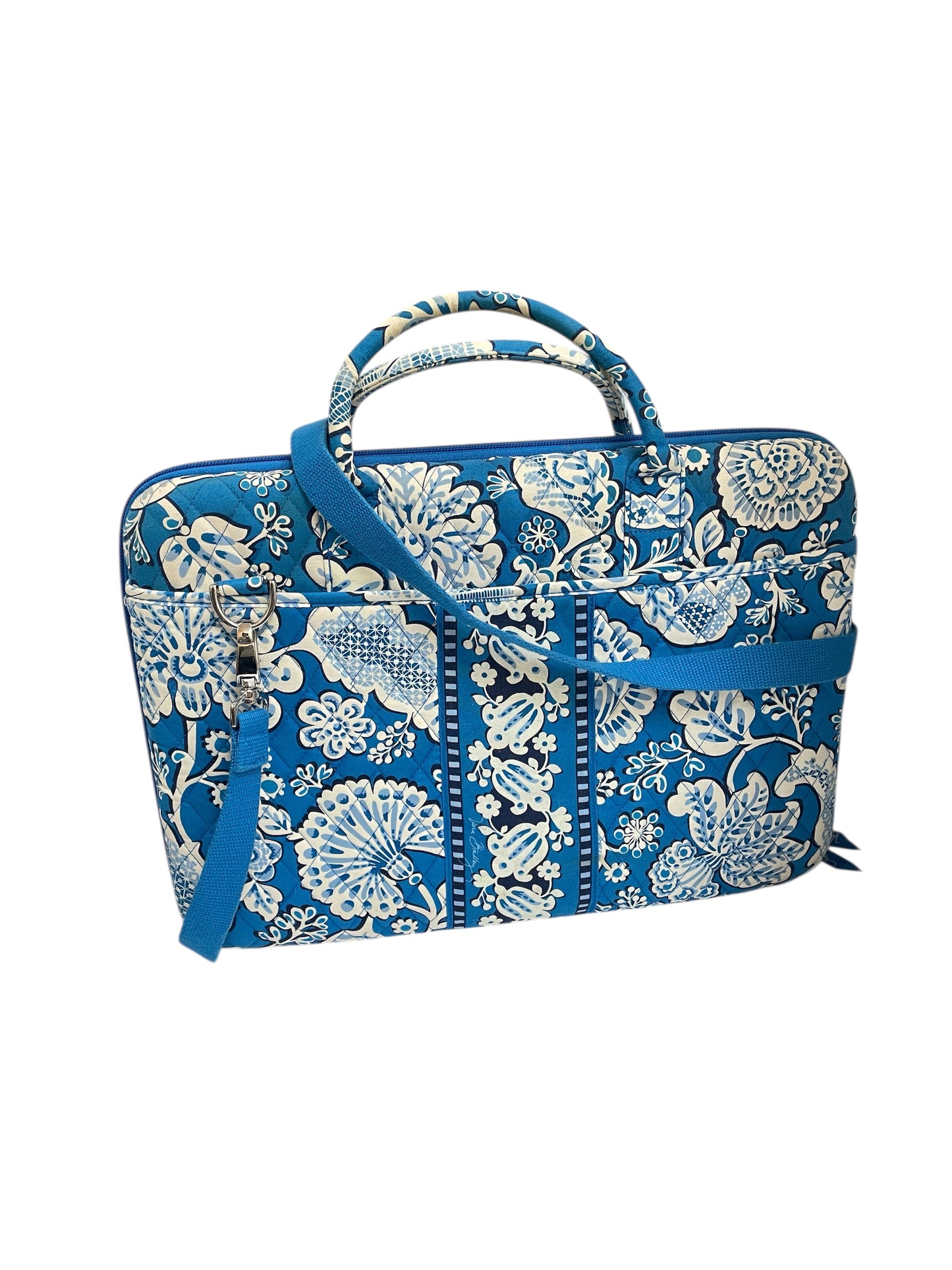 Laptop Bag By Vera Bradley In Blue & White, Size:Large