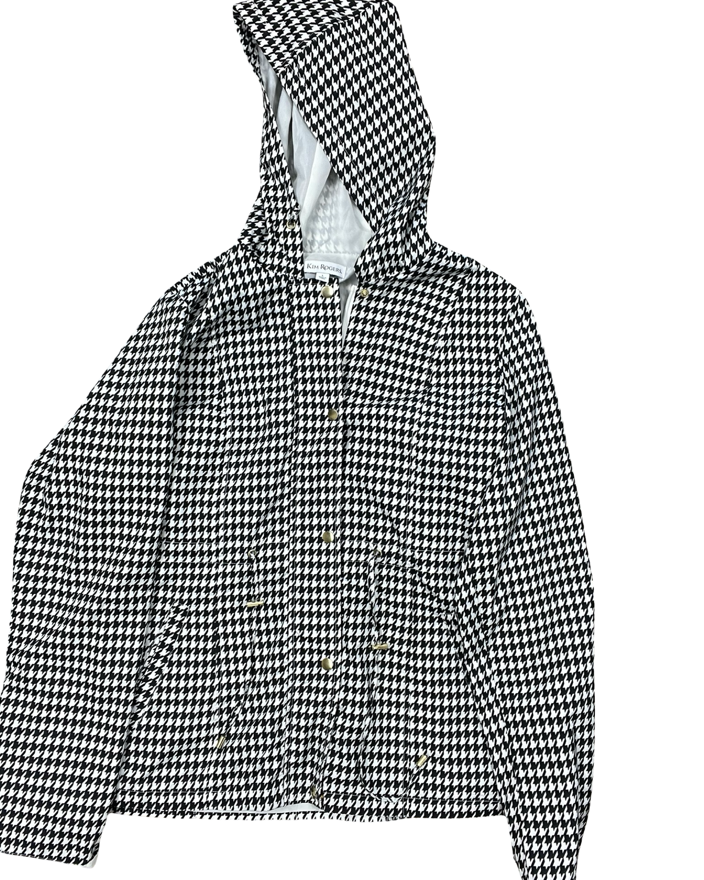 Jacket Windbreaker By Kim Rogers In Black & White, Size:L