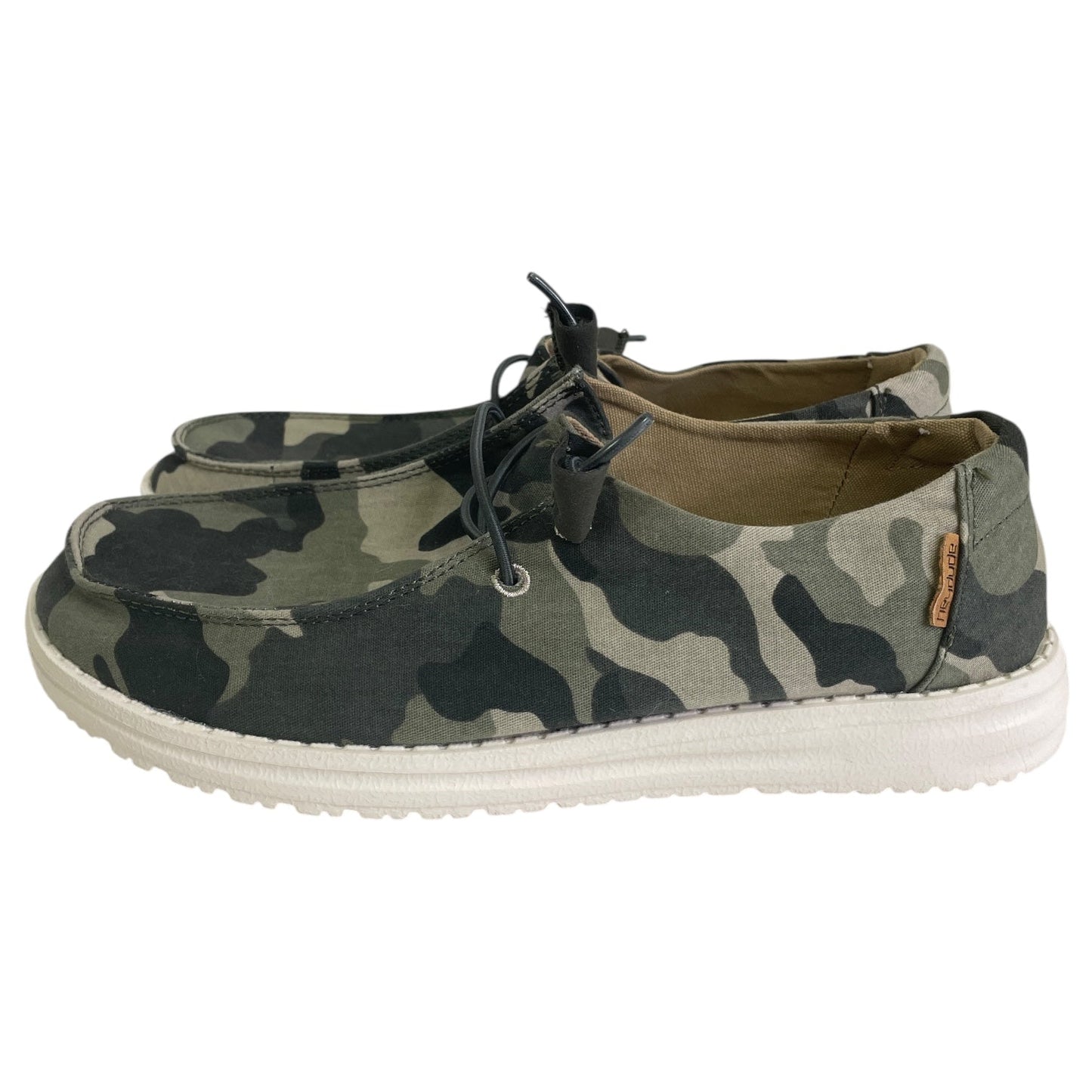 Shoes Flats By Hey Dude In Camouflage Print, Size:7
