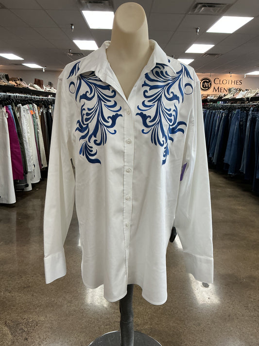 Top Ls By Chicos In Blue & White, Size:Xl