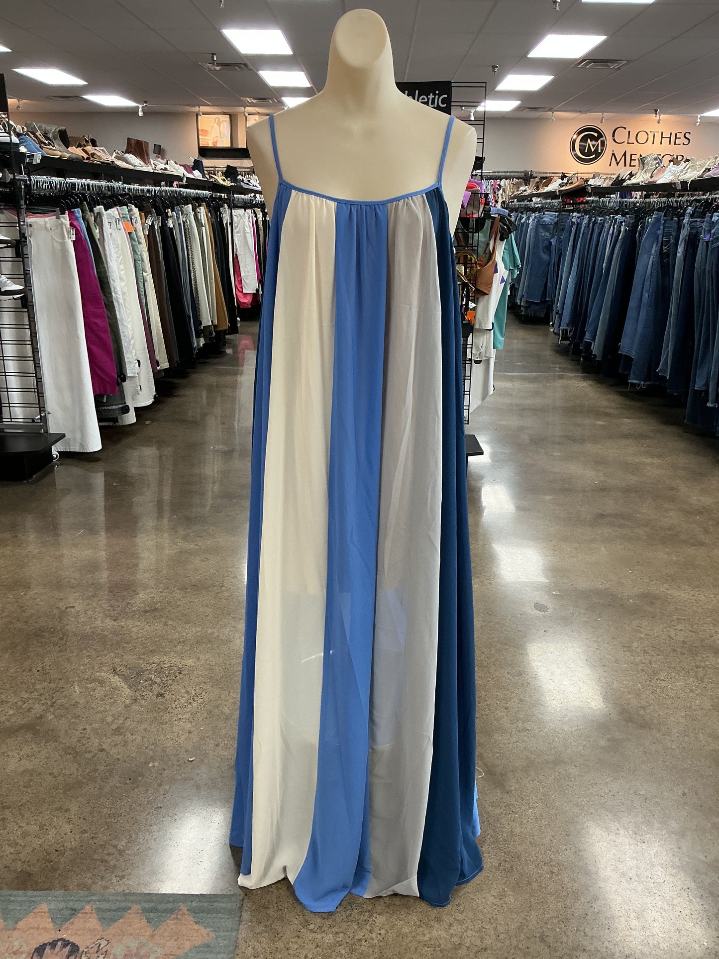 Dress Casual Maxi By Line & Dot In Blue & Cream, Size:S