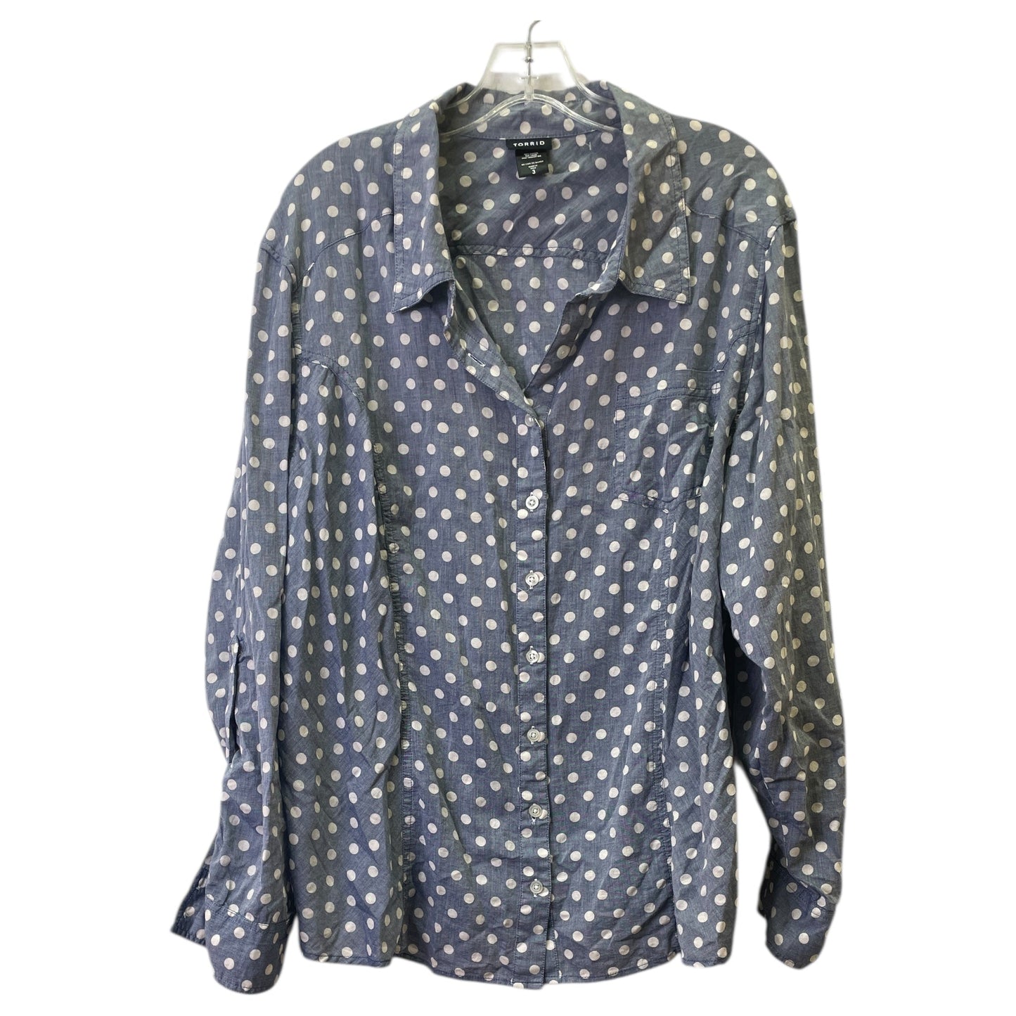 Top Ls By Torrid In Blue & White, Size:3X