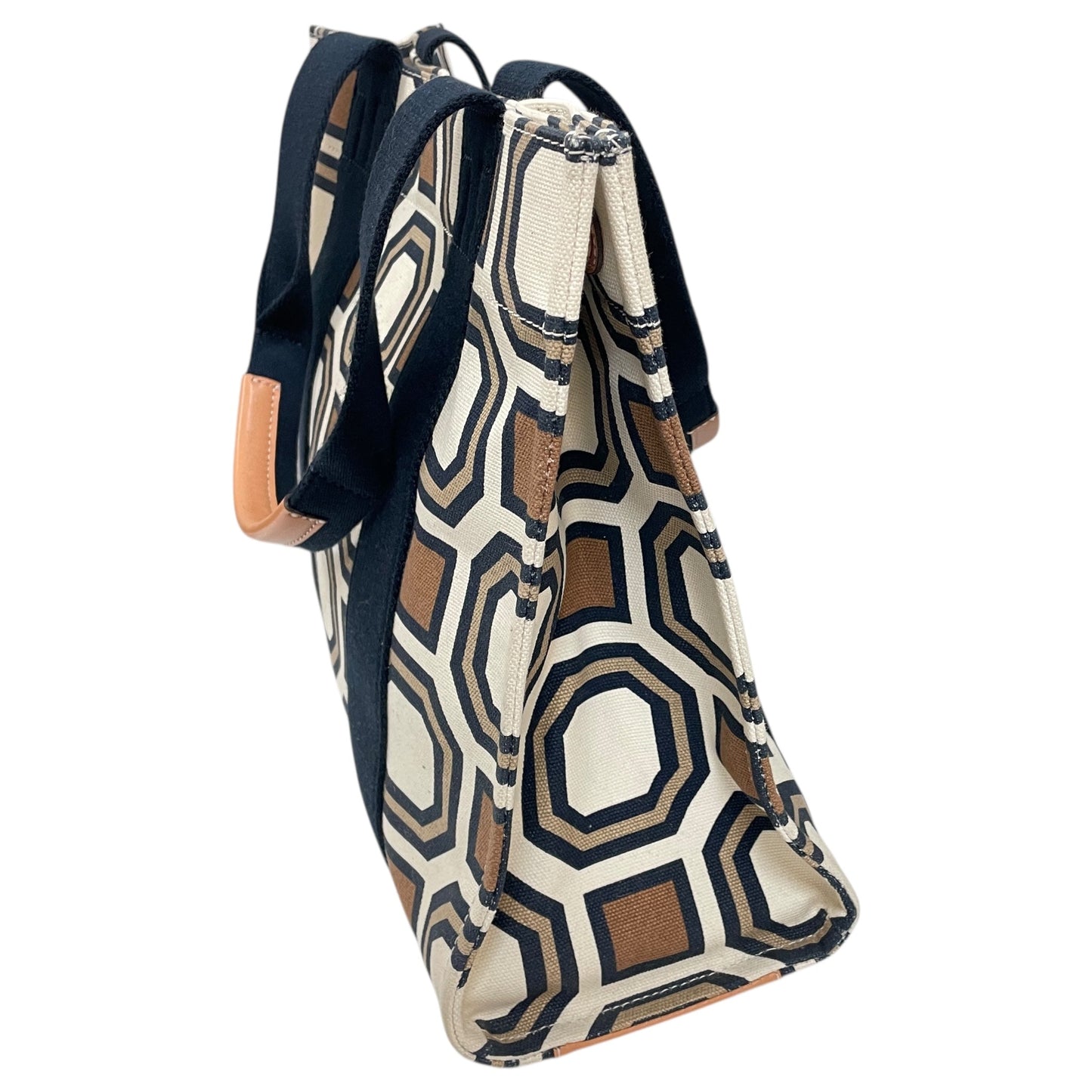 Tote Designer By Tory Burch In Blue & Cream, Size:Large