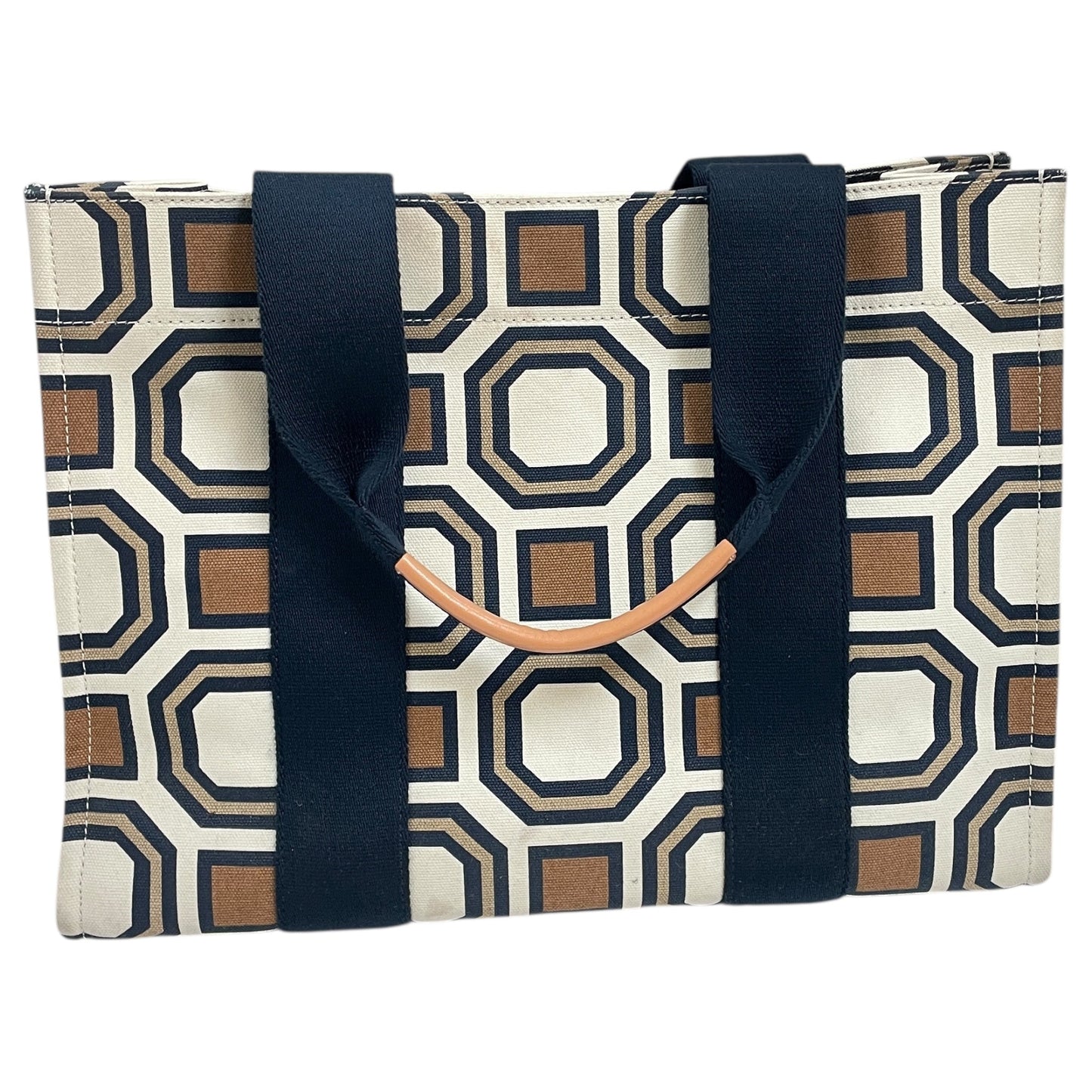 Tote Designer By Tory Burch In Blue & Cream, Size:Large