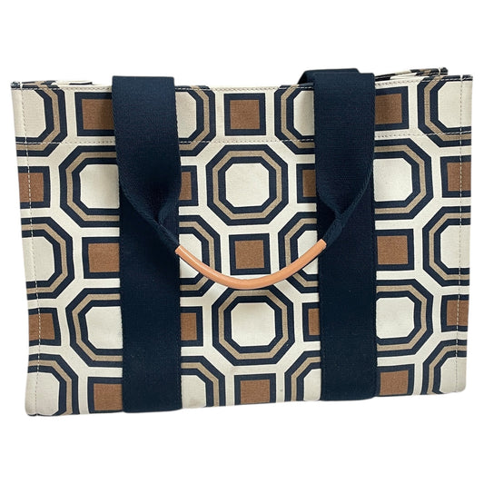 Tote Designer By Tory Burch In Blue & Cream, Size:Large