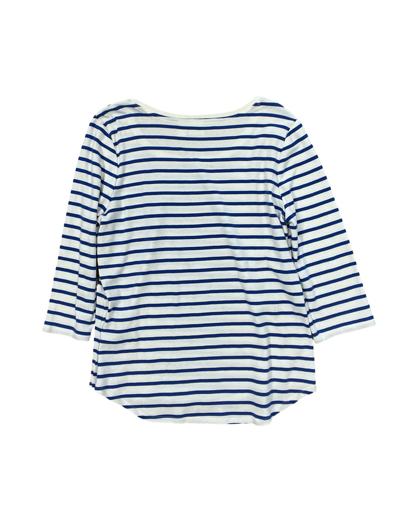 Top 3/4 Sleeve By Chicos In Blue & White, Size:L