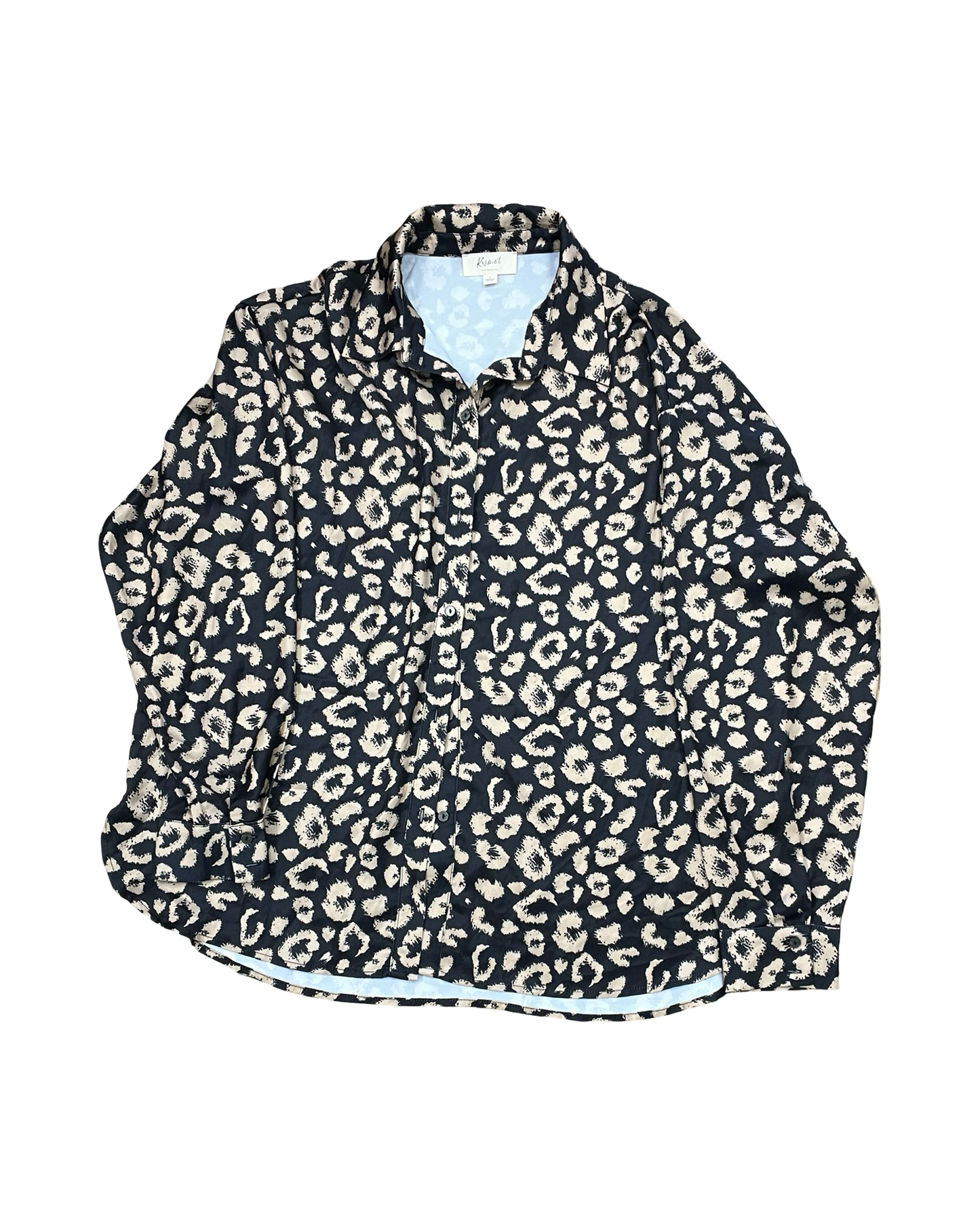 Blouse Ls By Clothes Mentor In Black & Tan, Size:L
