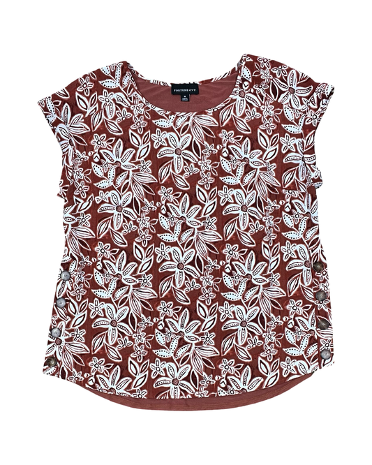 Top Sleeveless By Fortune & Ivy In Tan & White, Size:M