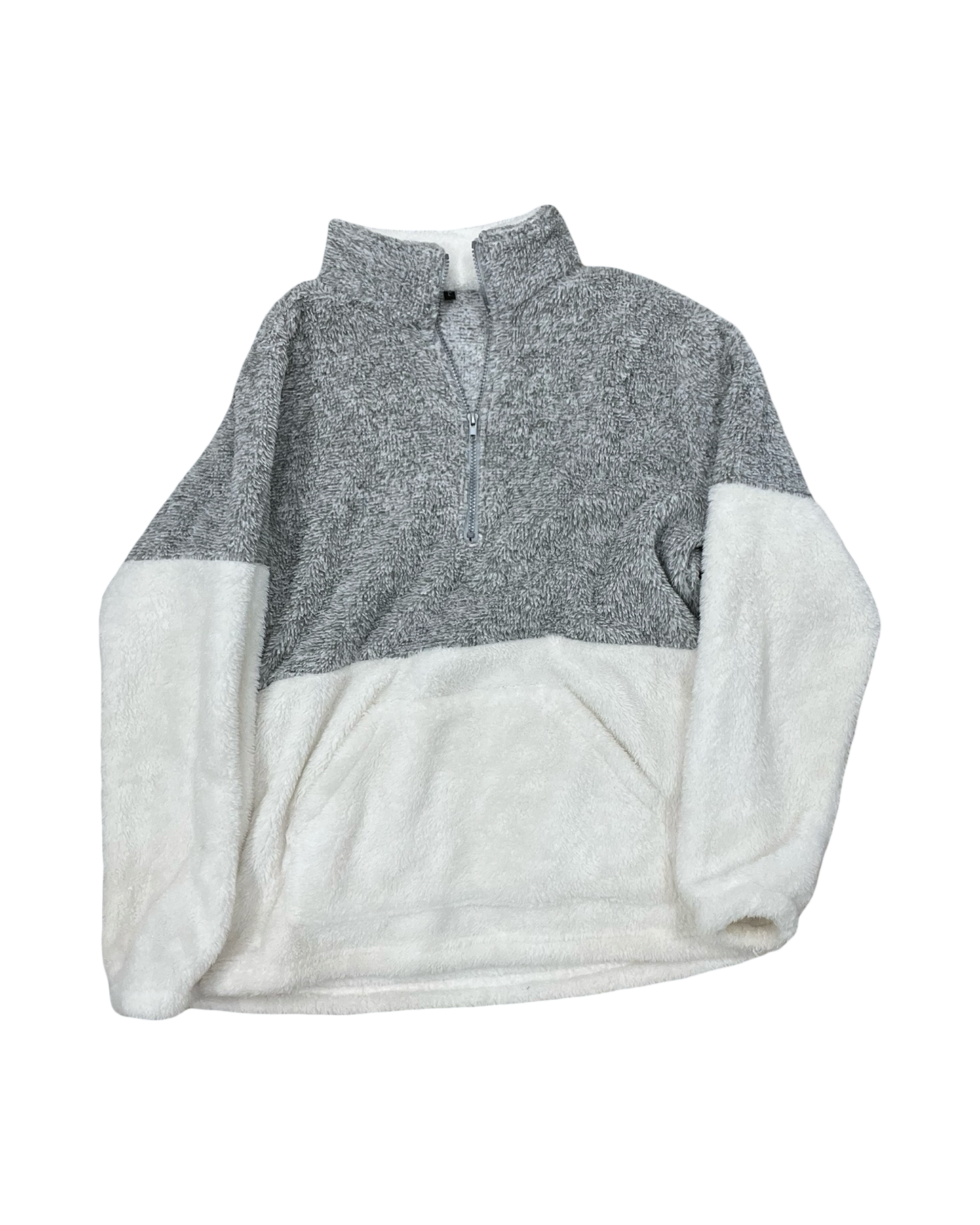 Jacket Fleece By Clothes Mentor In Grey & White, Size:L