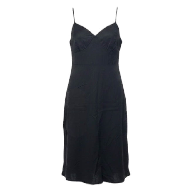 Linen Blend Slip Dress By Lemmie For Nina Leonard In Black, Size: 12