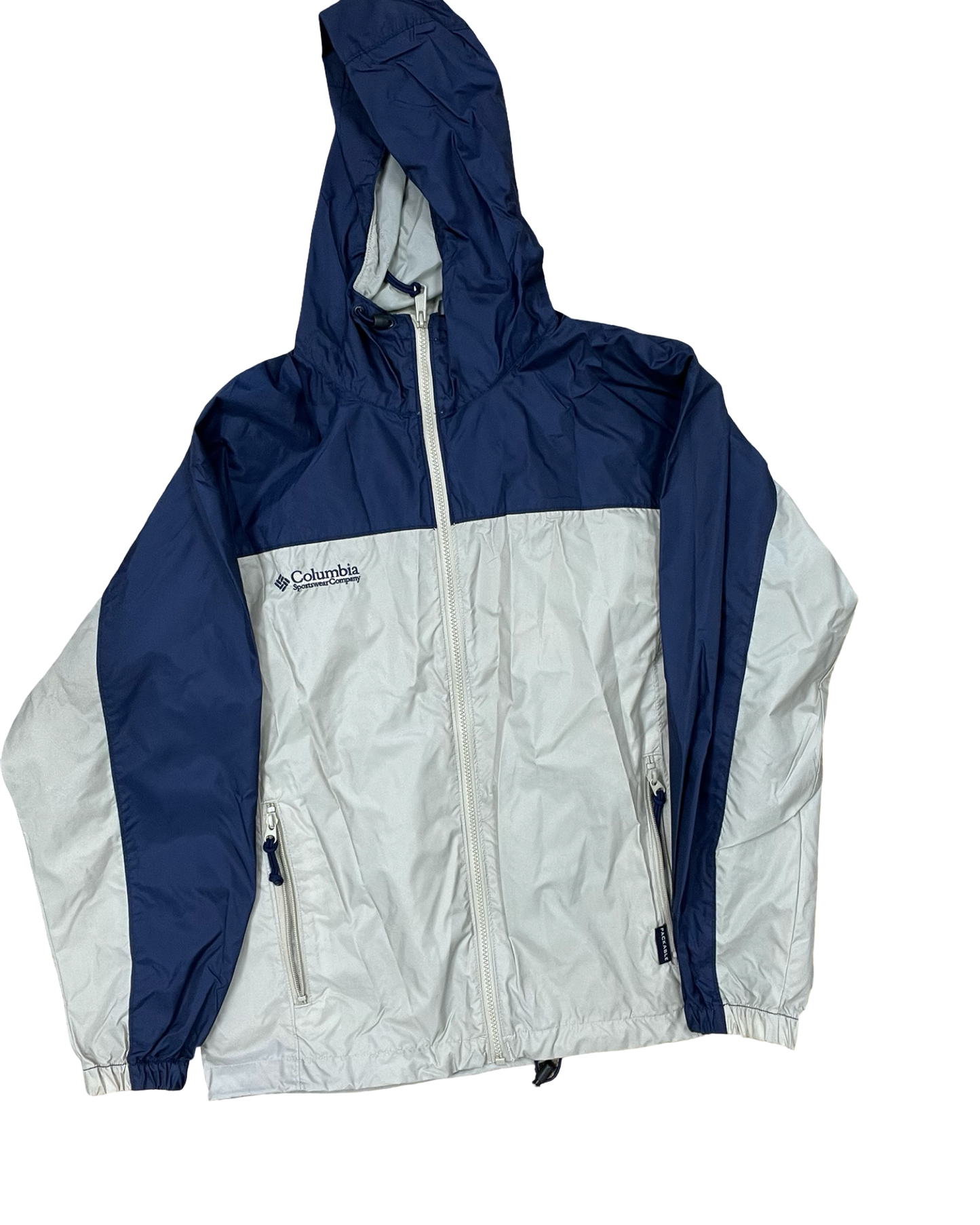 Jacket Windbreaker By Columbia In Black & Tan, Size:M