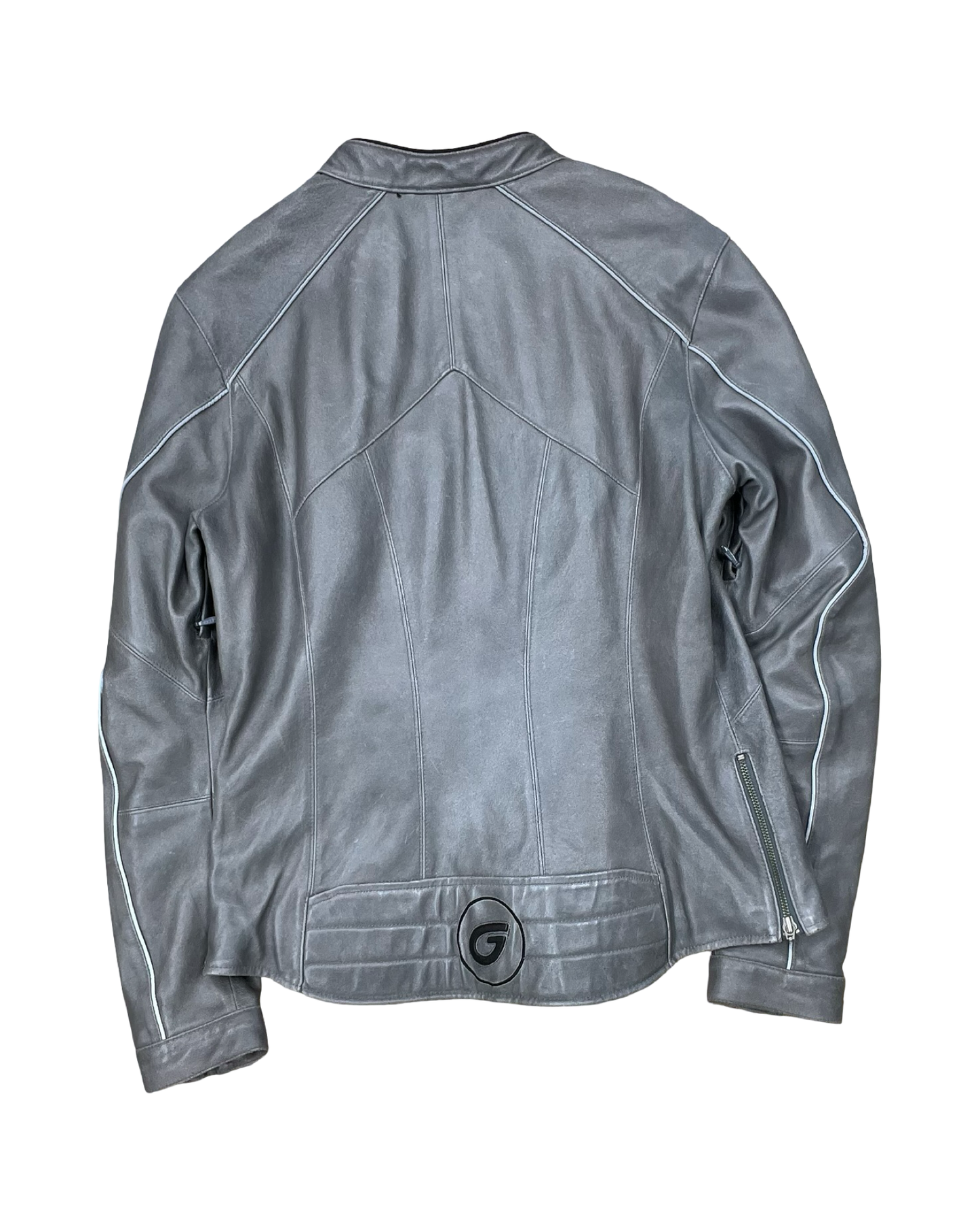 Jacket Moto Leather By Cmc In Grey, Size:L