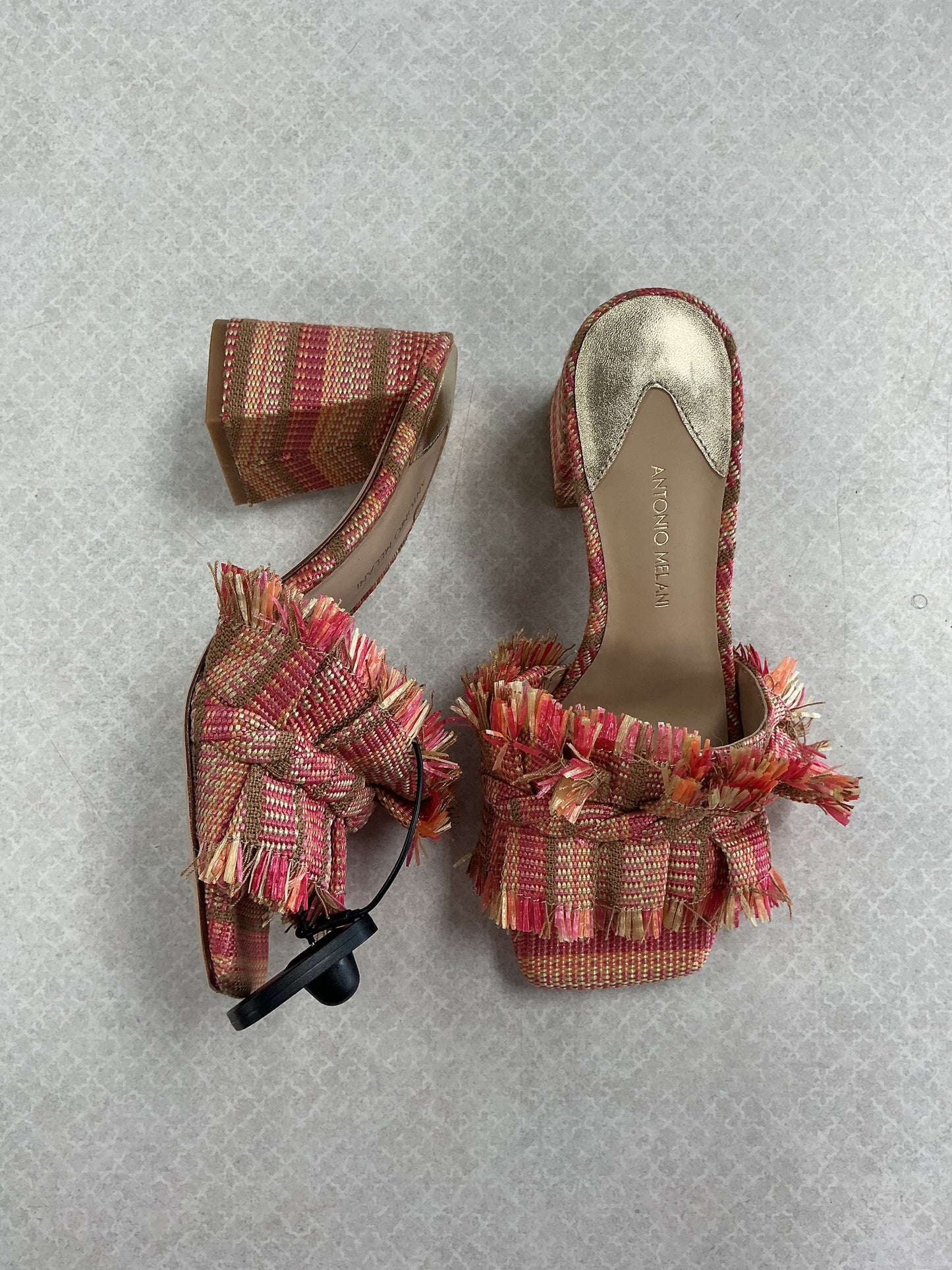 Sandals Heels Block By Antonio Melani In Orange & Pink, Size:6