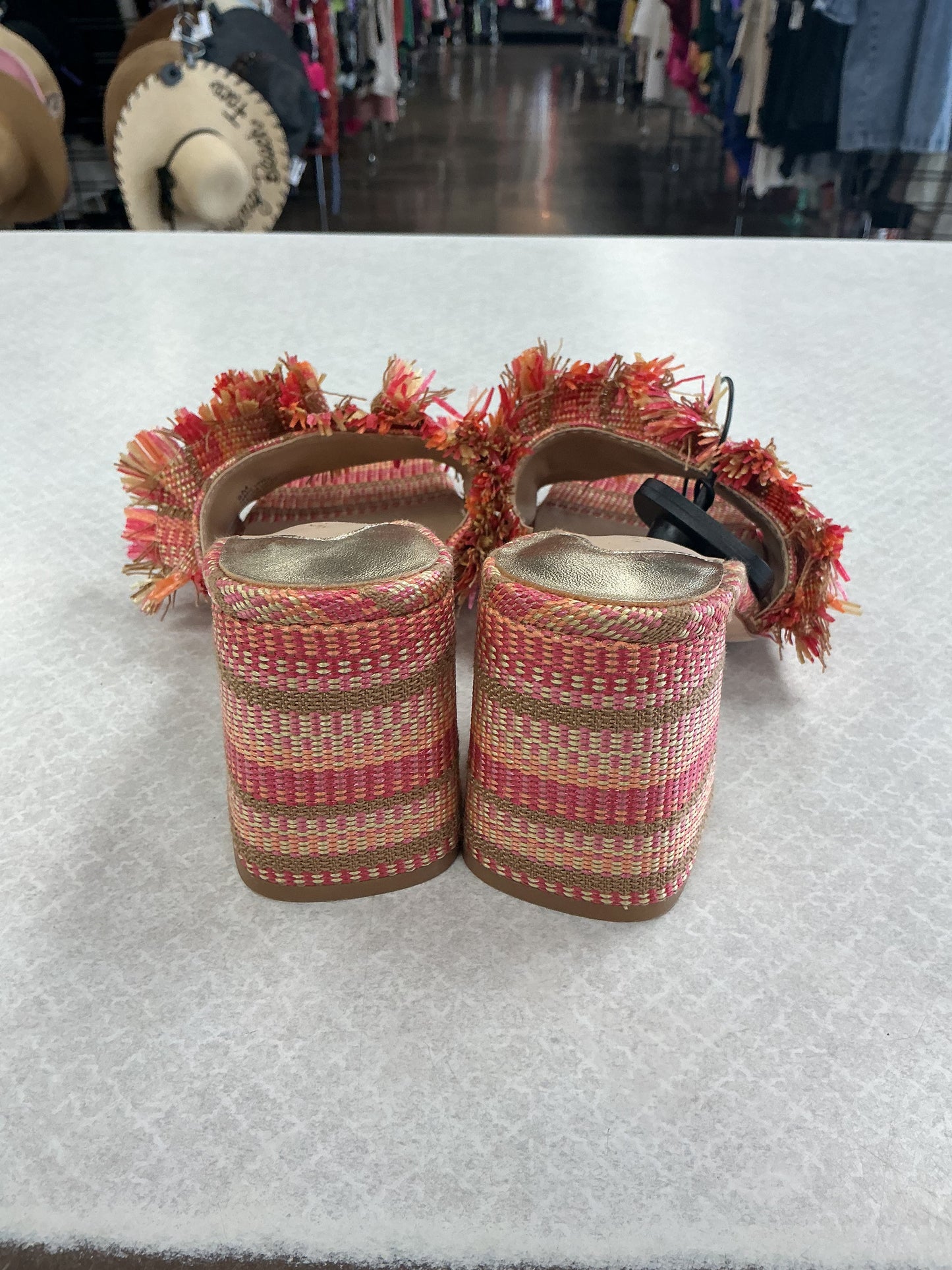 Sandals Heels Block By Antonio Melani In Orange & Pink, Size:6