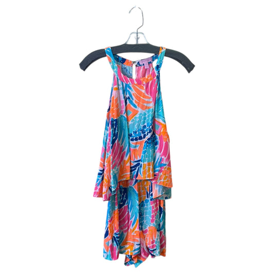 Romper Designer By Lilly Pulitzer In Blue & Pink, Size:M