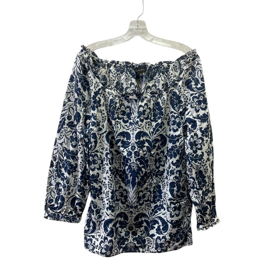 Top 3/4 Sleeve By Talbots In Blue & White, Size:Xl