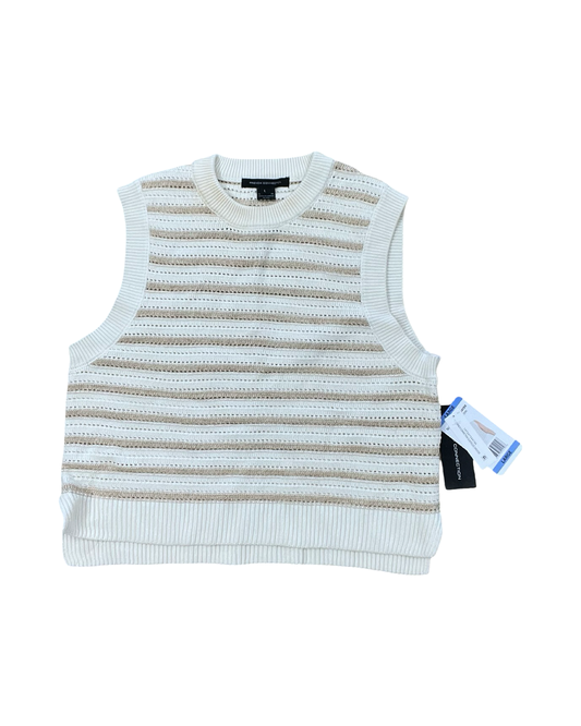 Top Sleeveless By French Connection In Tan & White, Size:L
