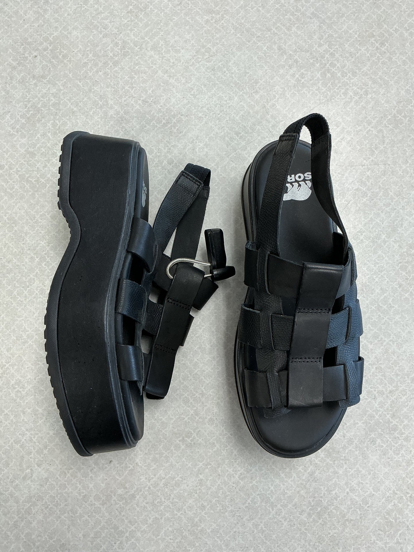 Sandals Heels Platform By Sorel In Black, Size:6.5