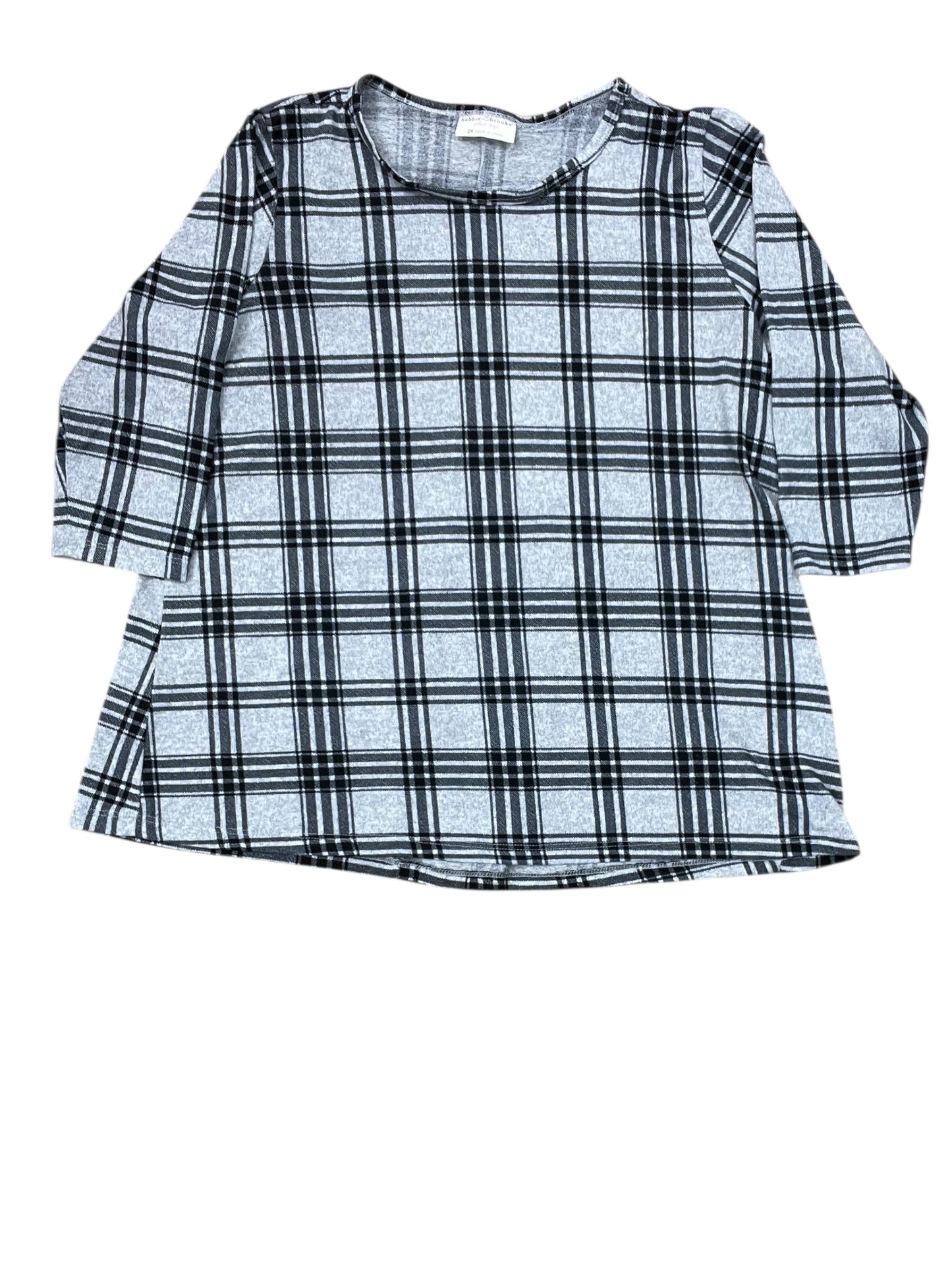 Top 3/4 Sleeve By Bobbie Brooks In Grey, Size:2X