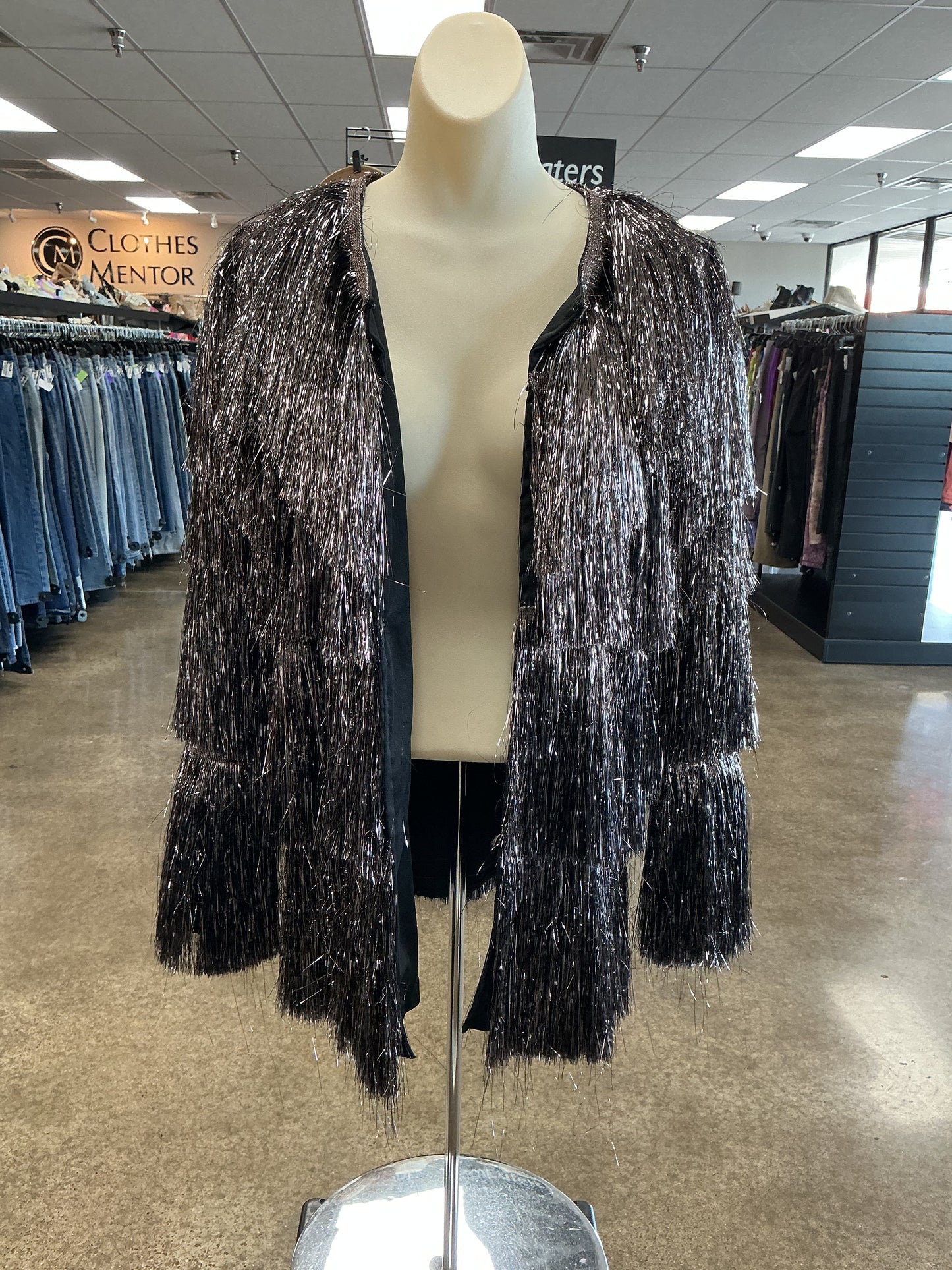 Jacket Other By Nasty Gal In Black & Silver, Size:8