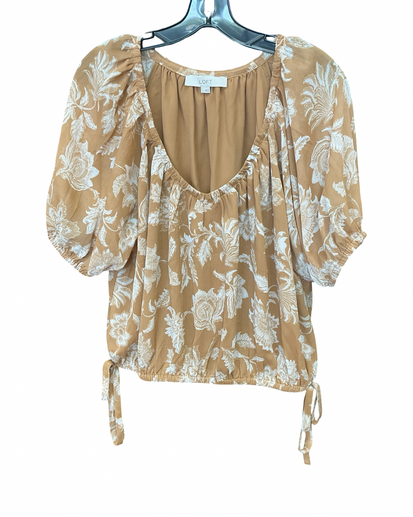 Top Ss By Loft In Cream & Tan, Size:L
