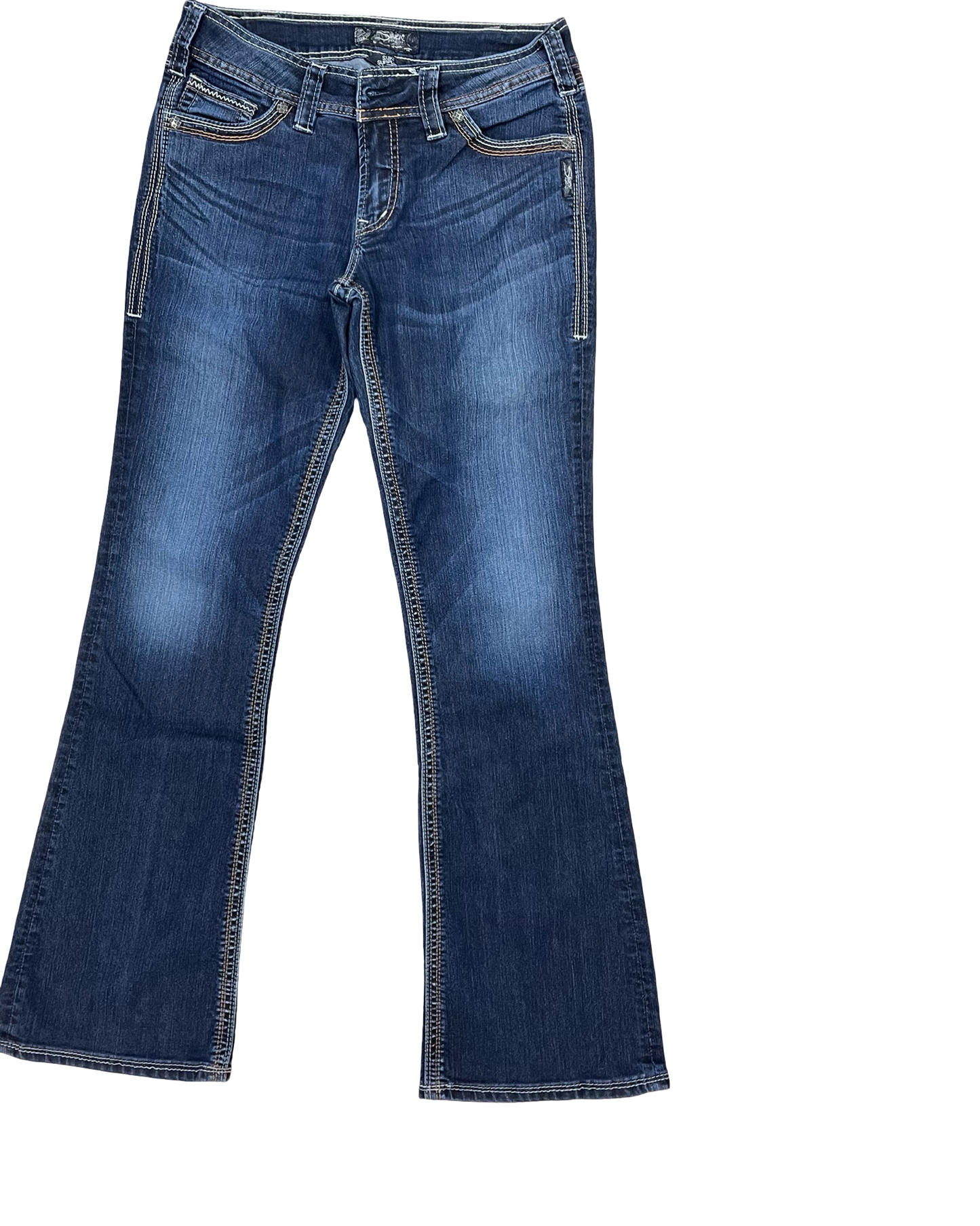 Jeans Boot Cut By Silver In Blue Denim, Size:10