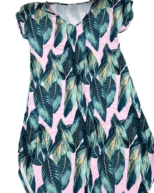 Dress Casual Maxi By Ekouaer In Green & Pink, Size:Xl