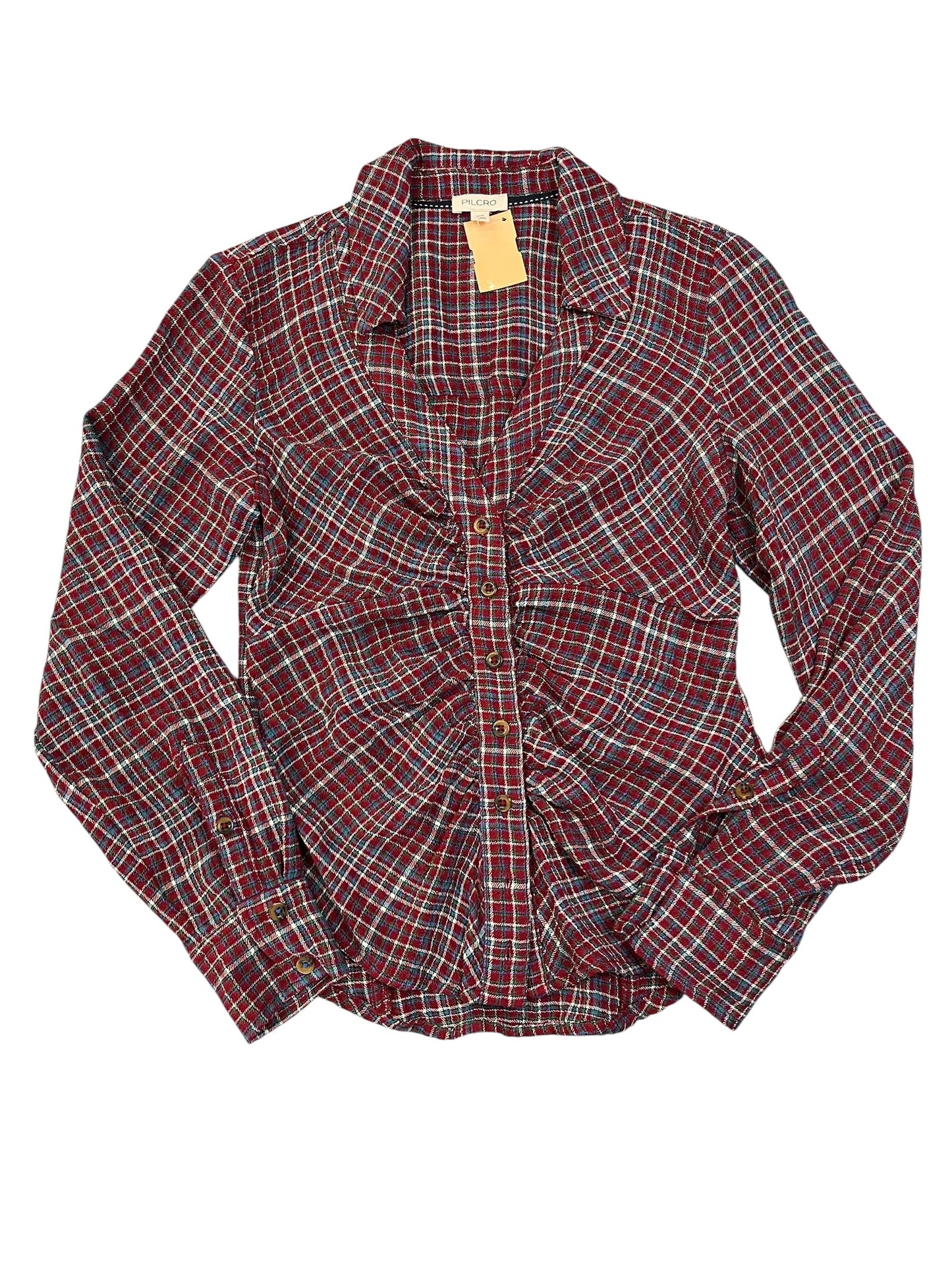 Top Ls By Pilcro In Plaid Pattern, Size:Xxs