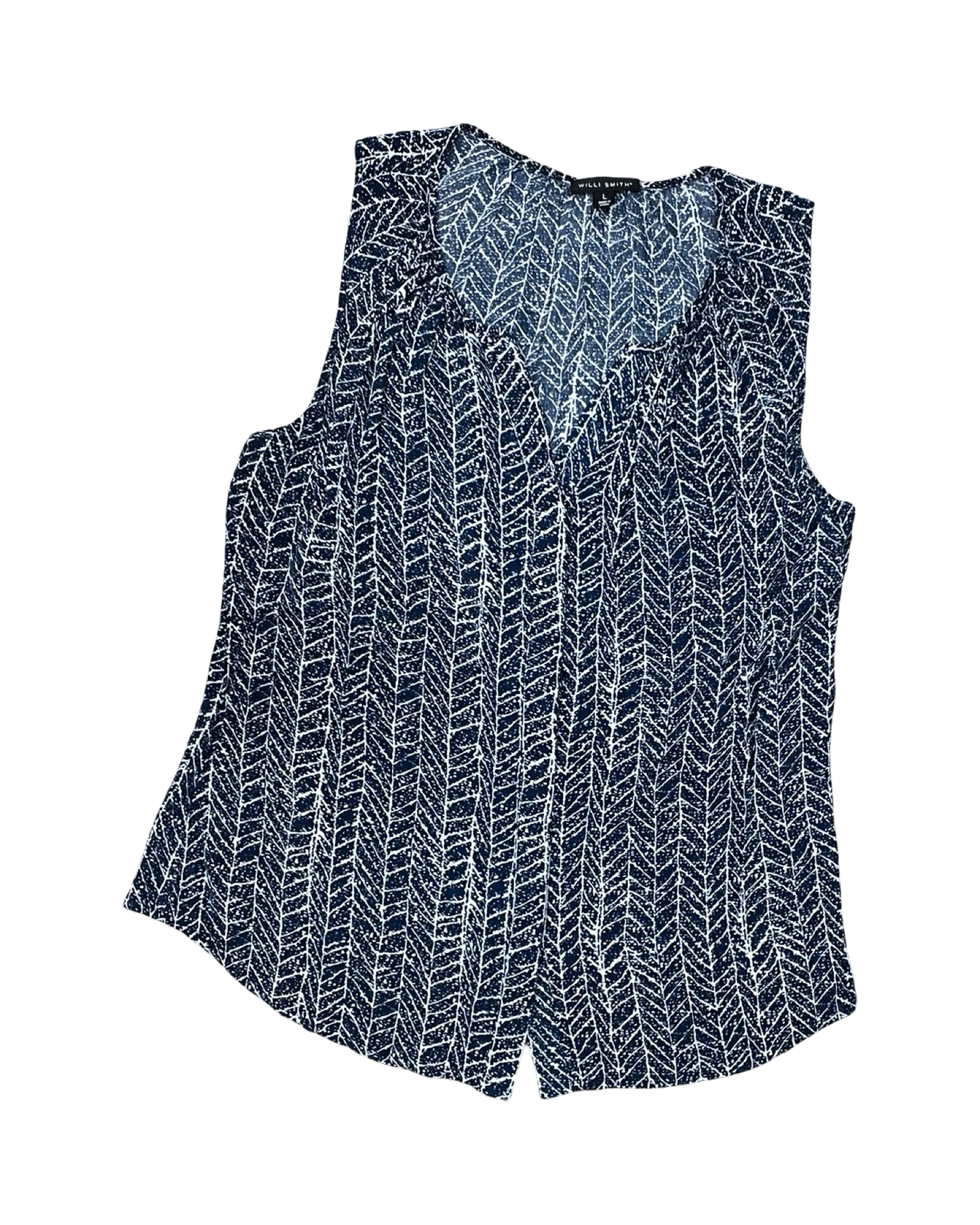 Top Sleeveless By Willi Smith In Blue & Cream, Size:L