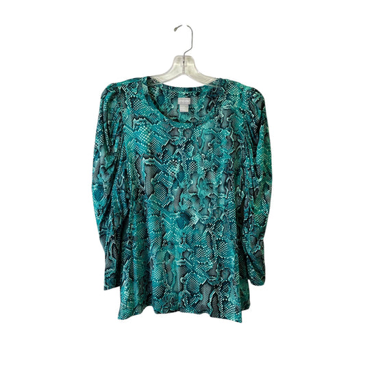 Top 3/4 Sleeve By Chicos In Teal, Size:L