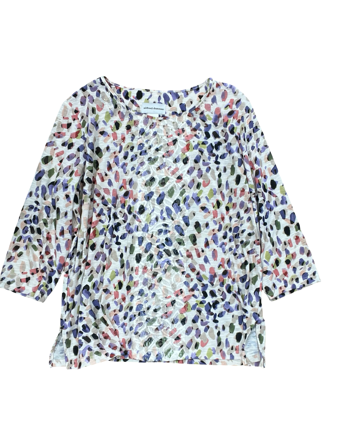 Top Ls By Alfred Dunner In Cream & Purple, Size:L
