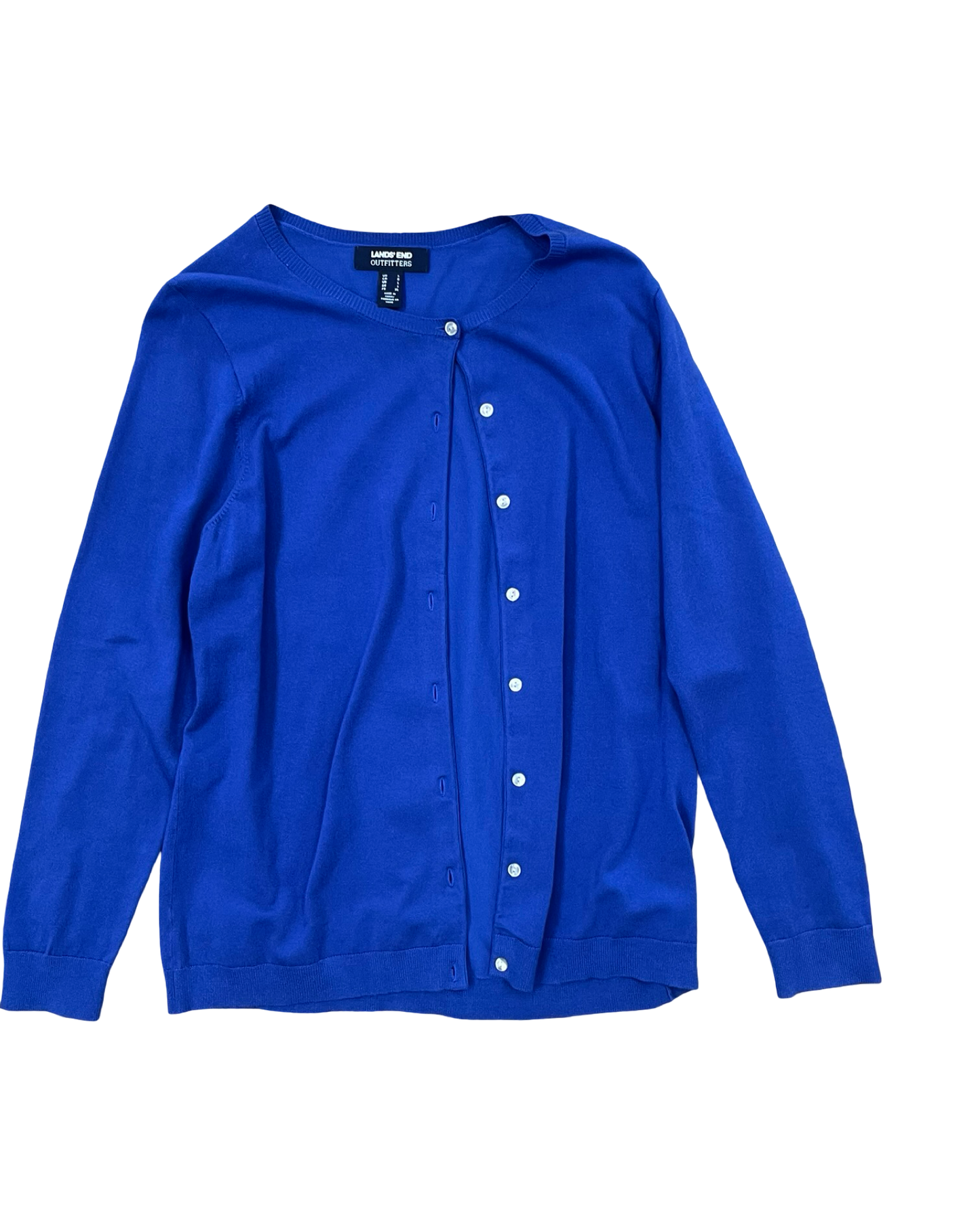 Cardigan By Lands End In Blue, Size:L