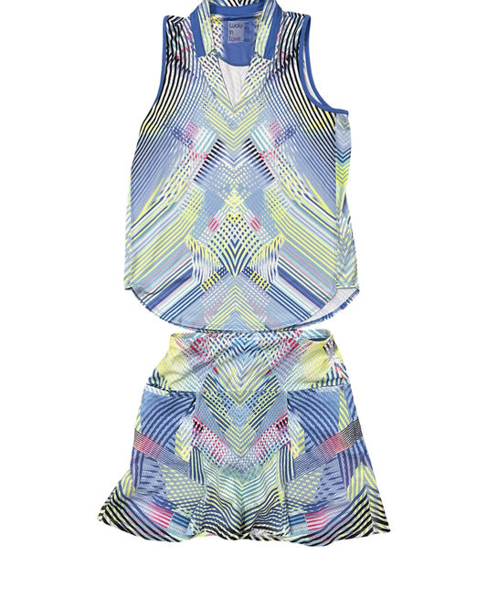Lounge Set Shorts By Lucky In Love In Blue & Yellow, Size:Xs