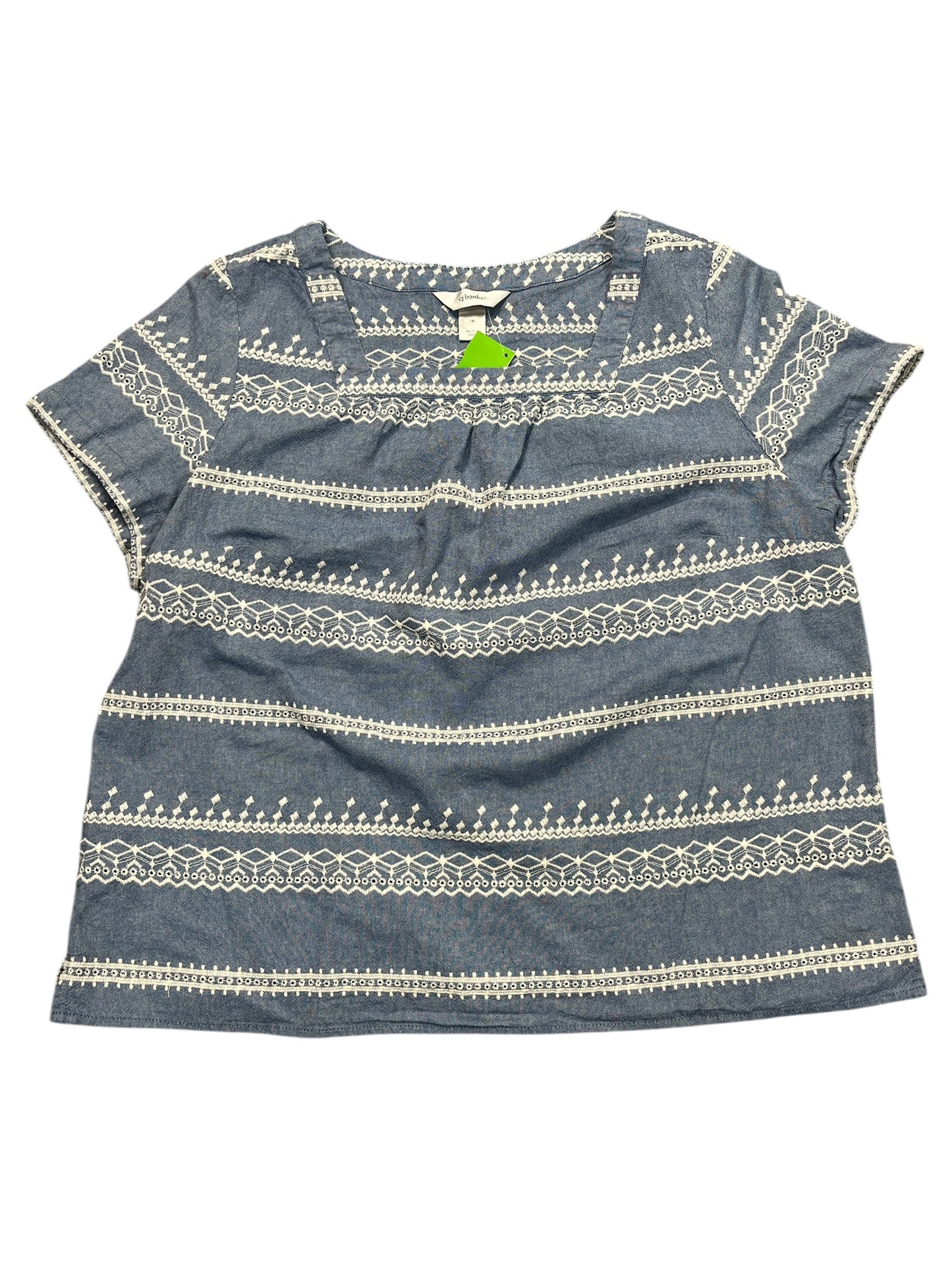 Top Ss By Cj Banks In Blue & White, Size:1X