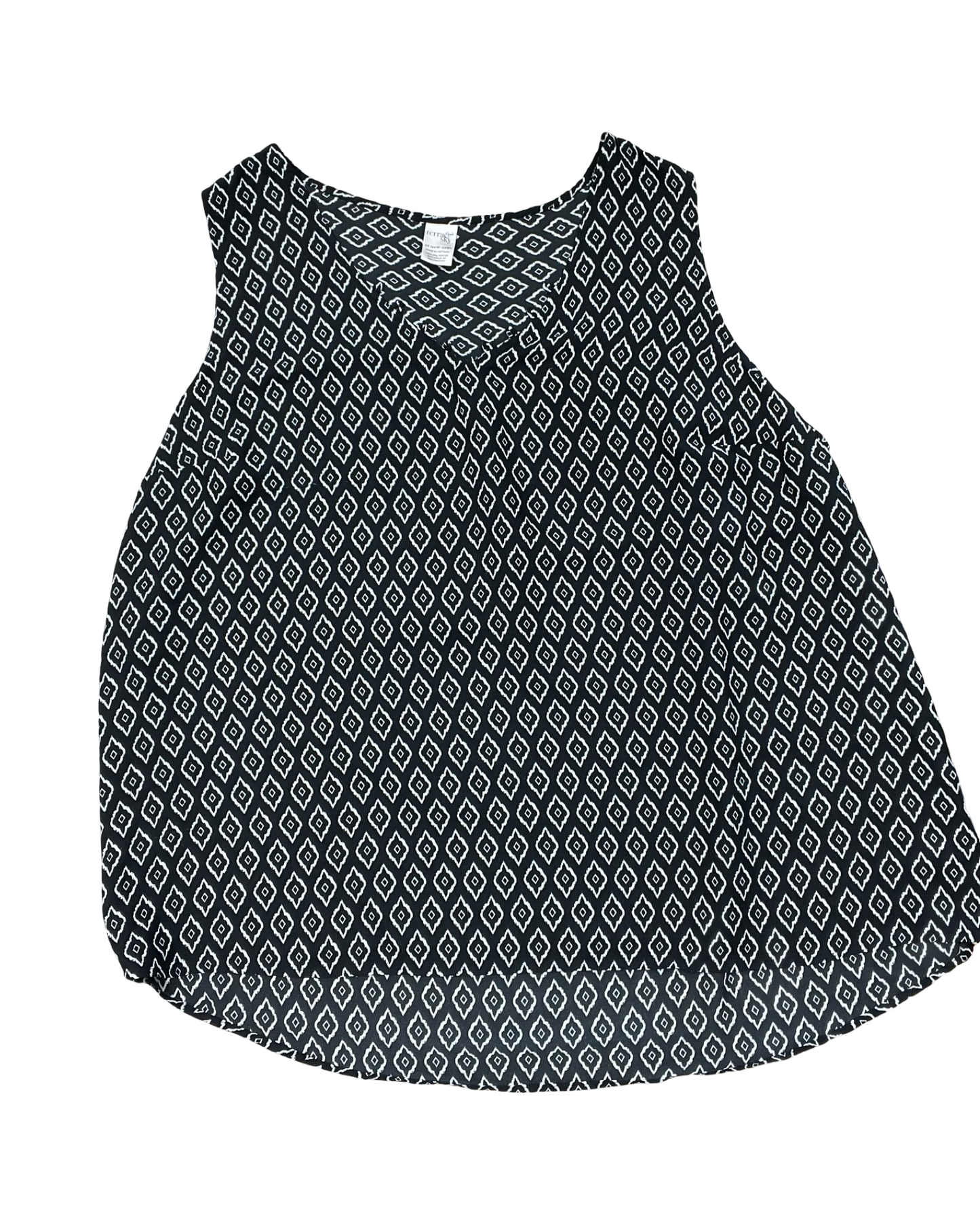 Top Sleeveless By Terra & Sky In Black & White, Size:2X