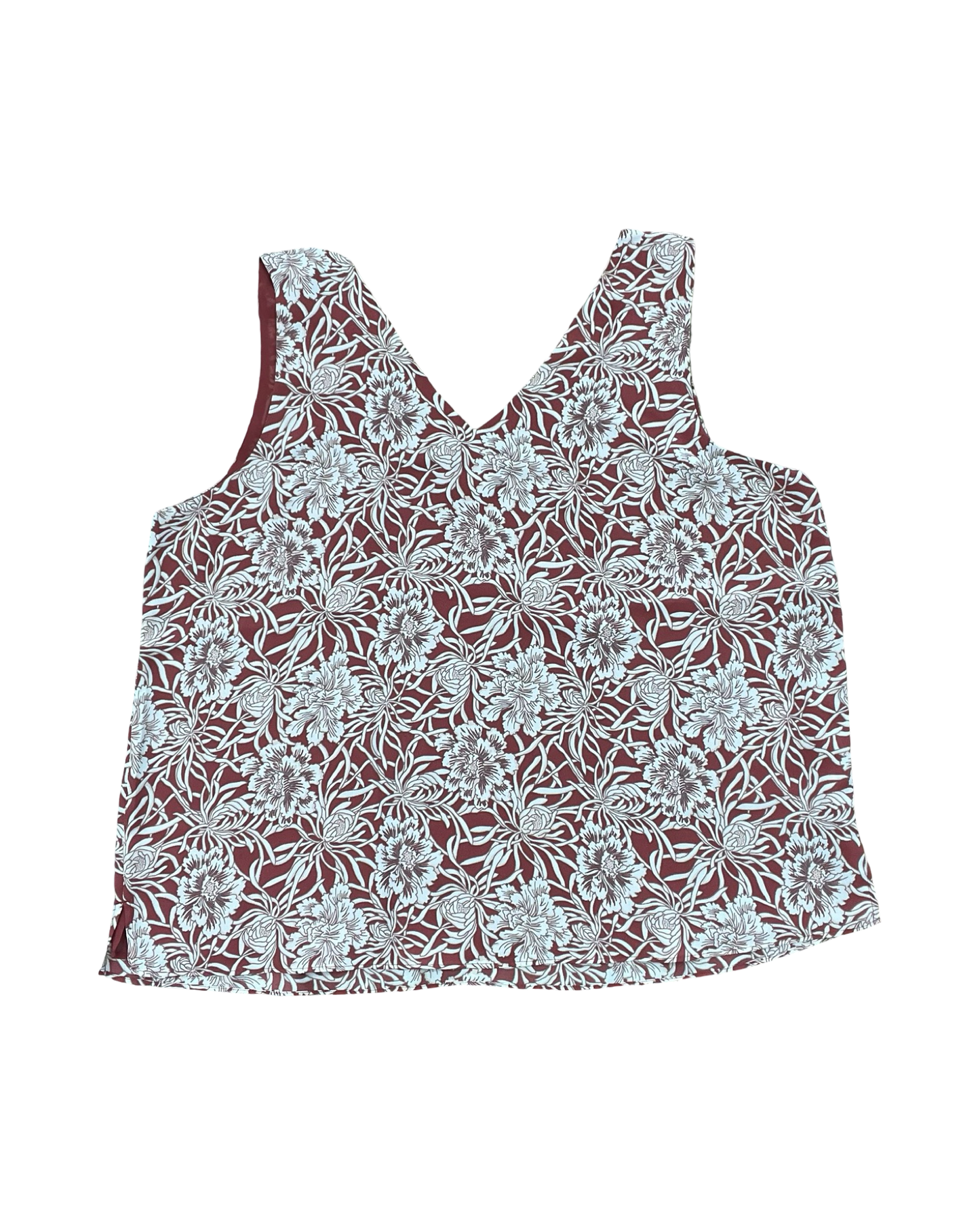 Top Sleeveless By Loft In Cream & Red, Size:1X