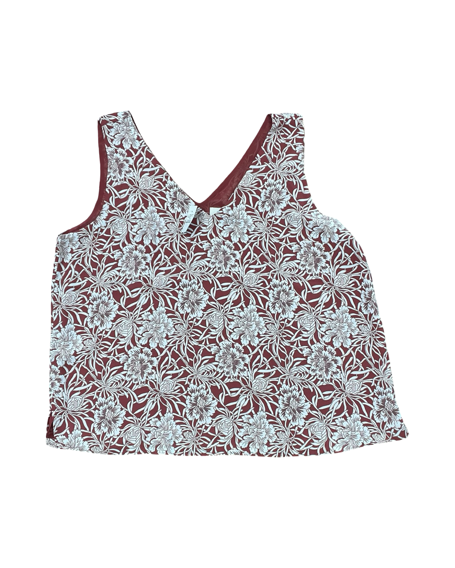 Top Sleeveless By Loft In Cream & Red, Size:1X