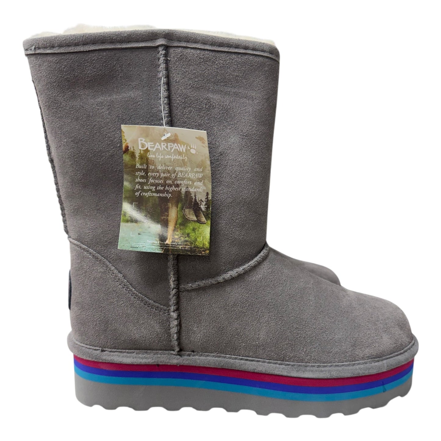 Boots Mid-Calf Flats By Bearpaw In Grey, Size:11