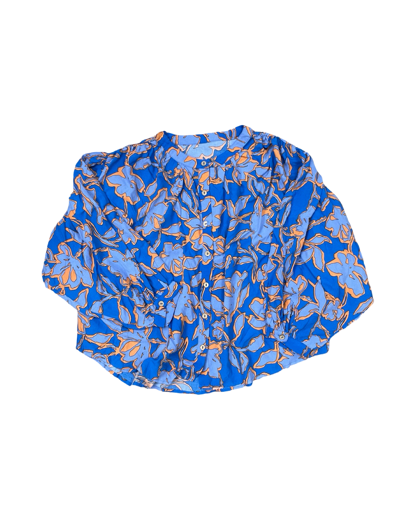 Blouse Ls By Clothes Mentor In Blue & Orange, Size:M