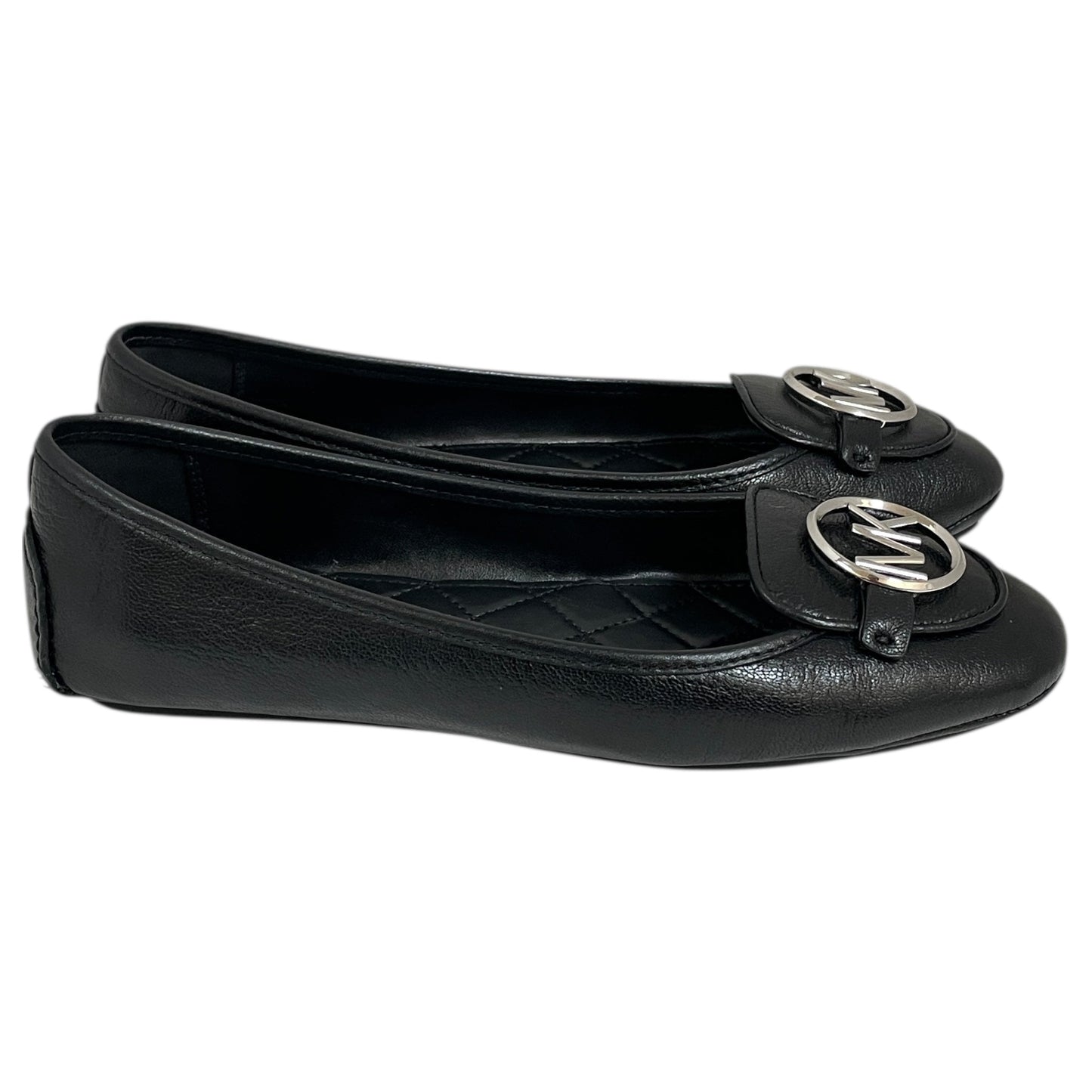 Shoes Flats By Michael By Michael Kors In Black & Silver, Size:8